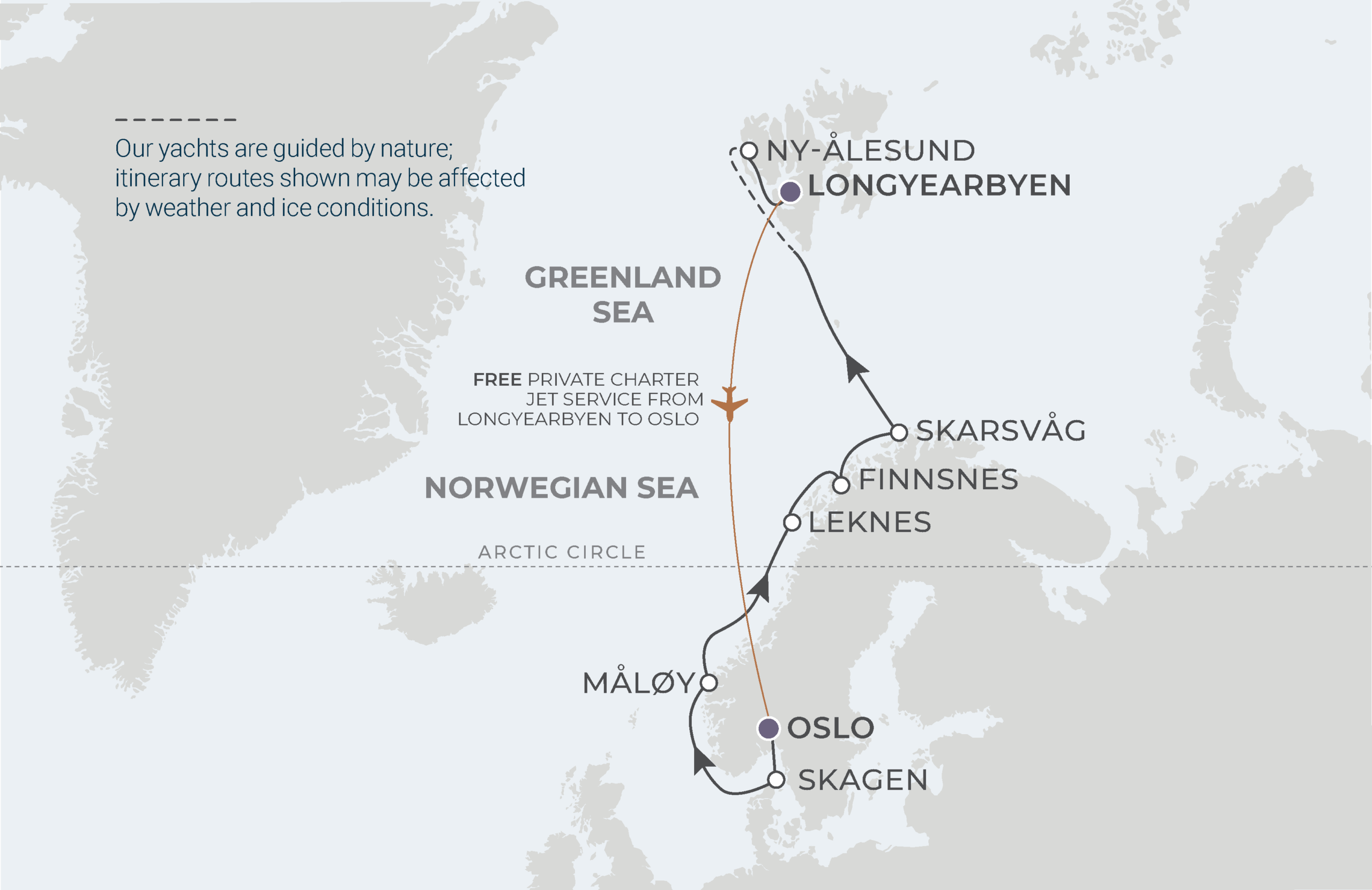 Oslo to Longyearbyen Itinerary Map