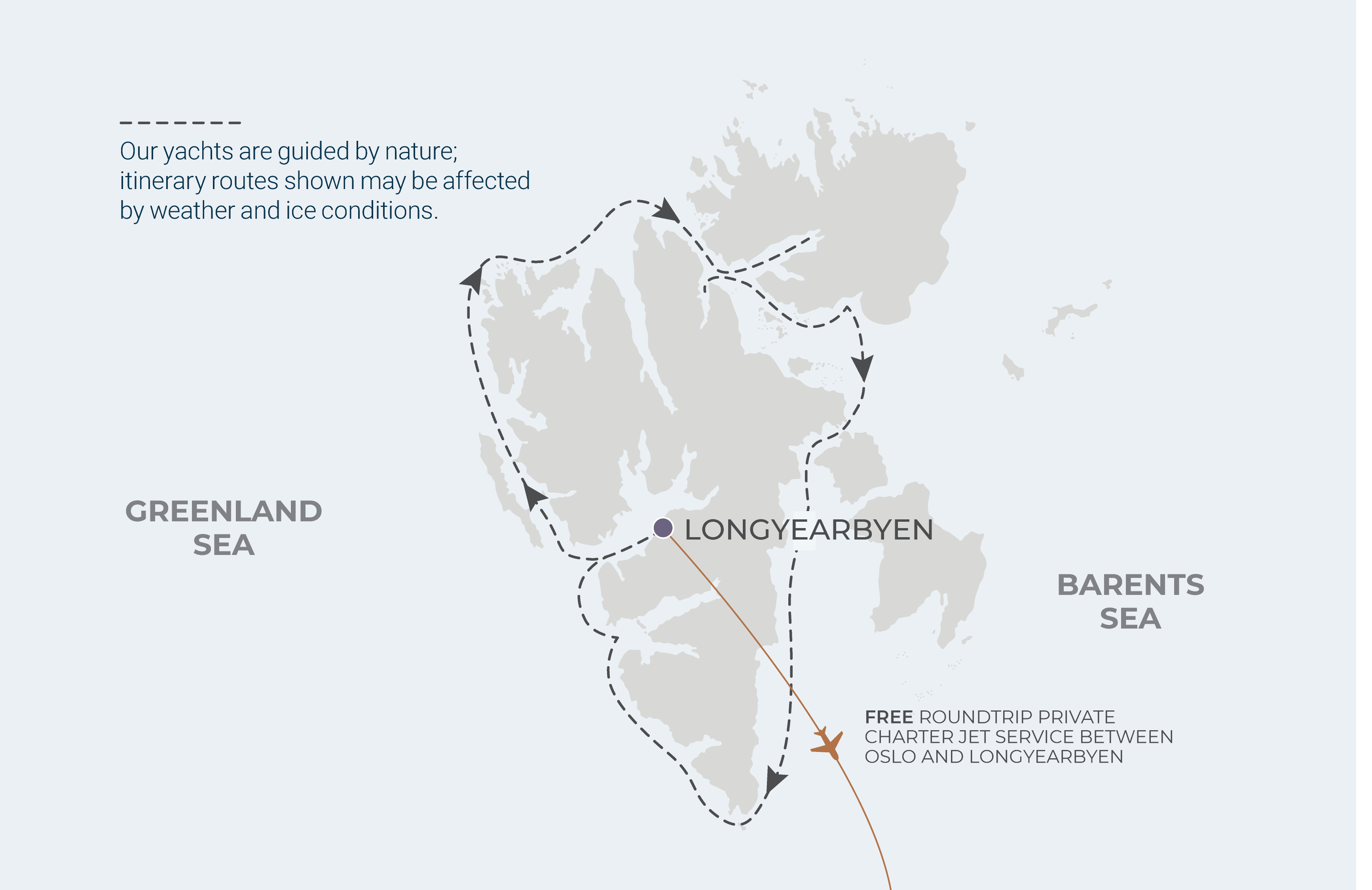 Longyearbyen Roundtrip Itinerary Map