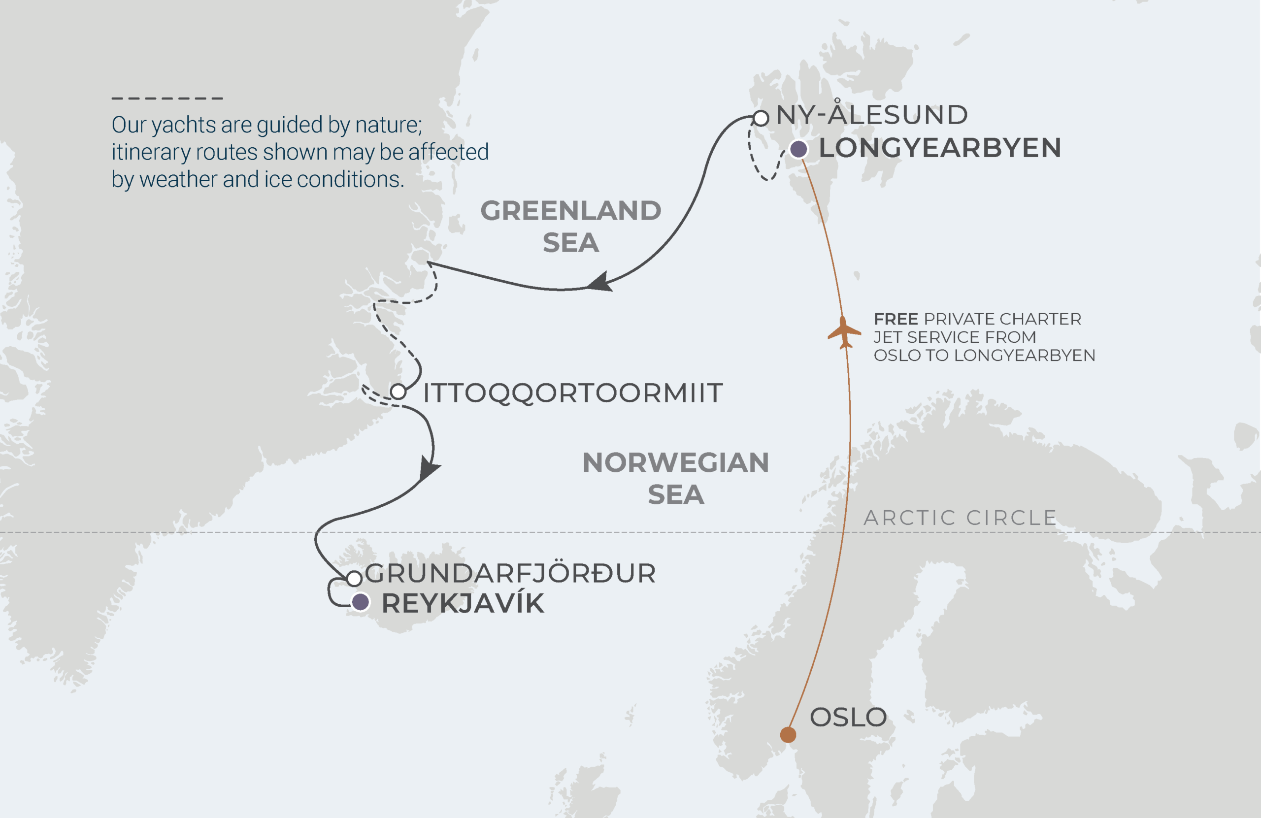 Longyearbyen To Reykjavík Itinerary Map