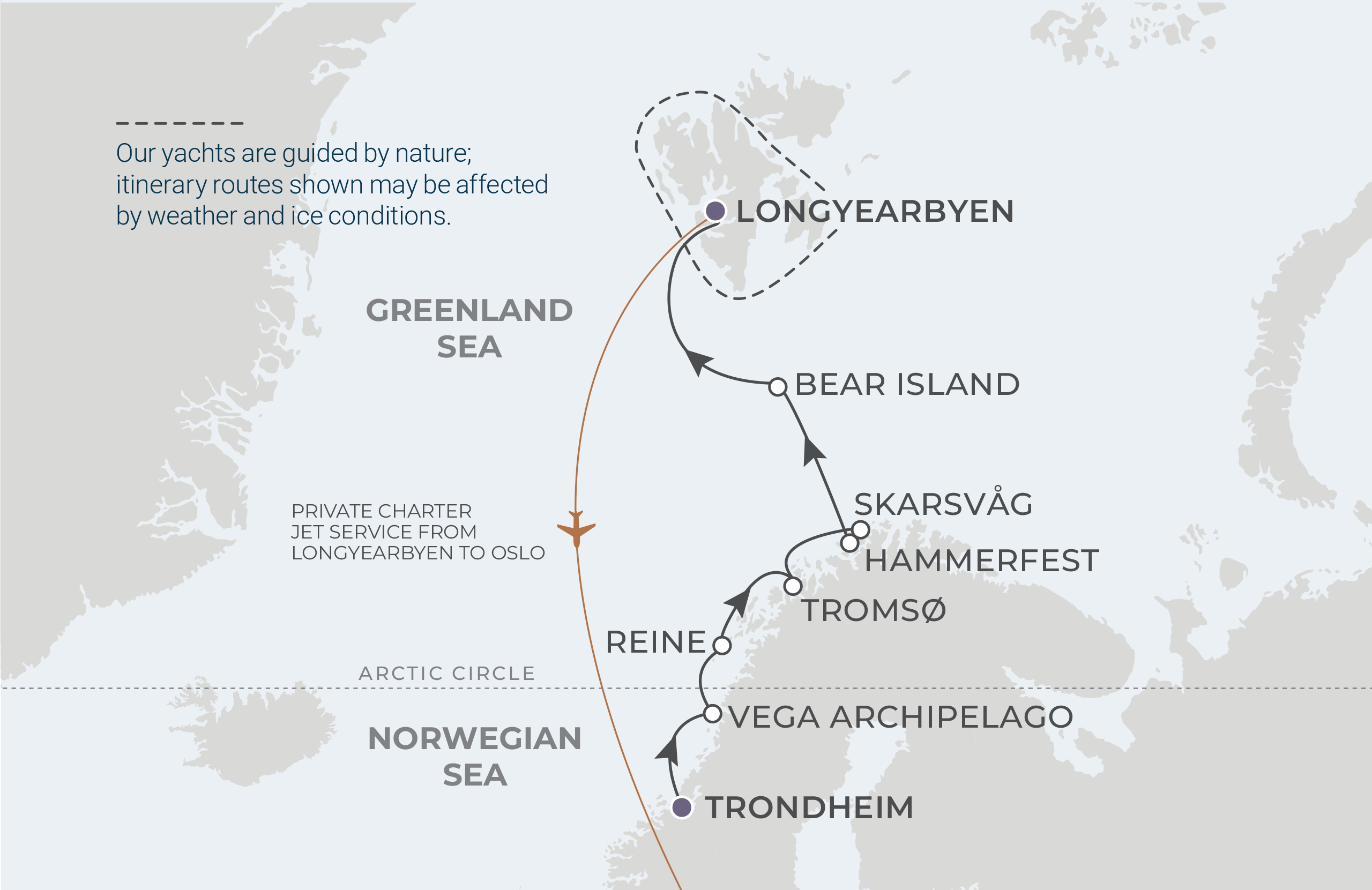 Trondheim To Longyearbyen Itinerary Map