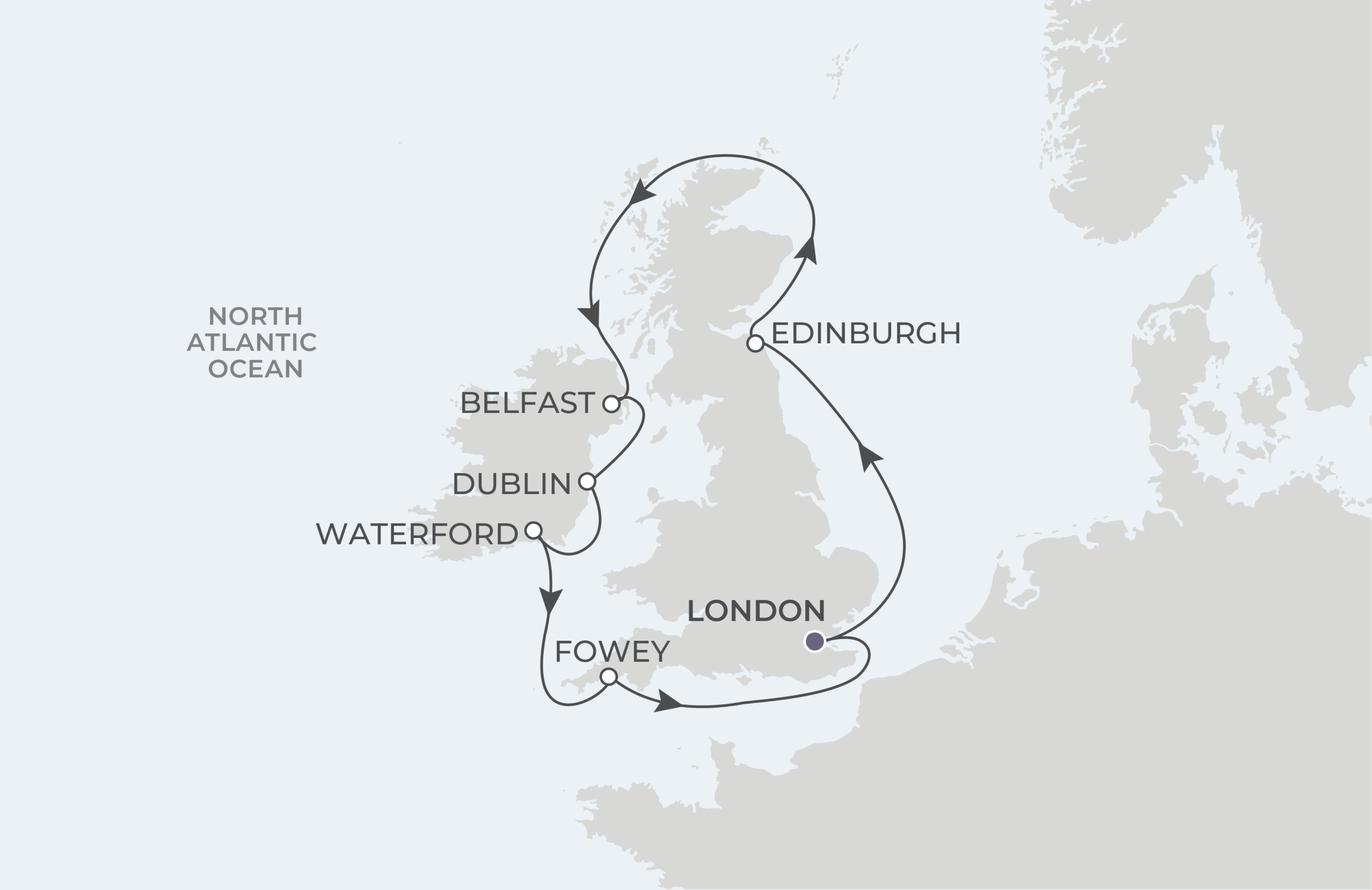 London to London Itinerary Map