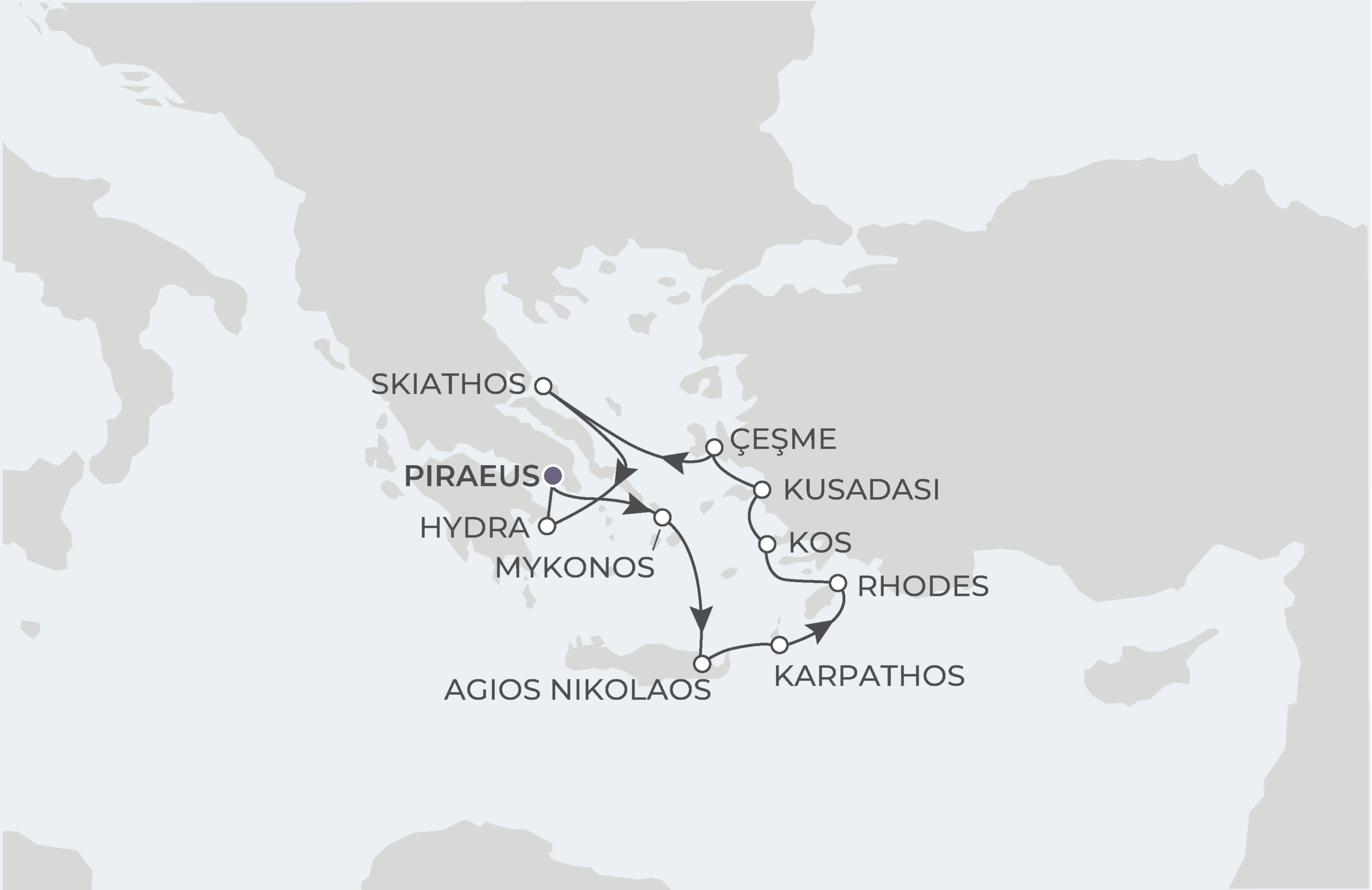 Athens Roundtrip Itinerary Map