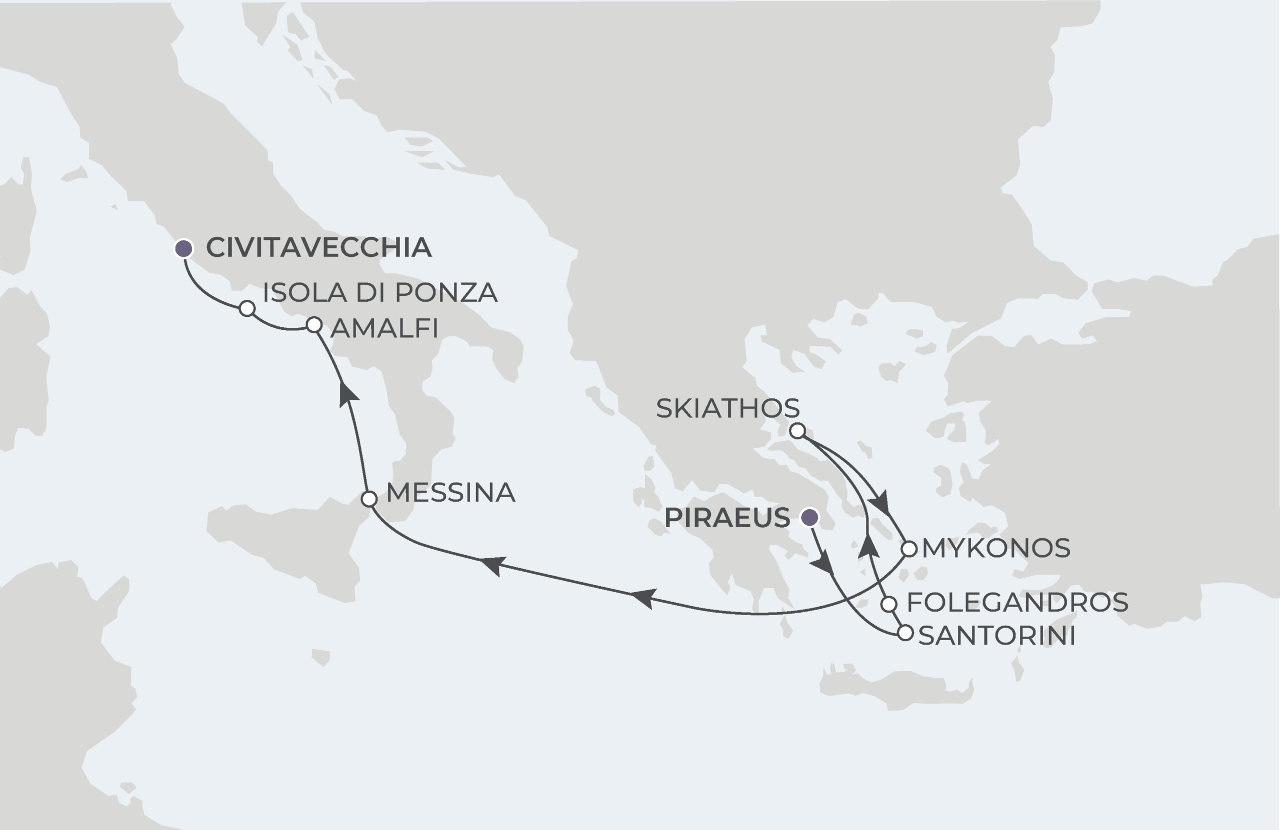 Athens to Rome Itinerary Map