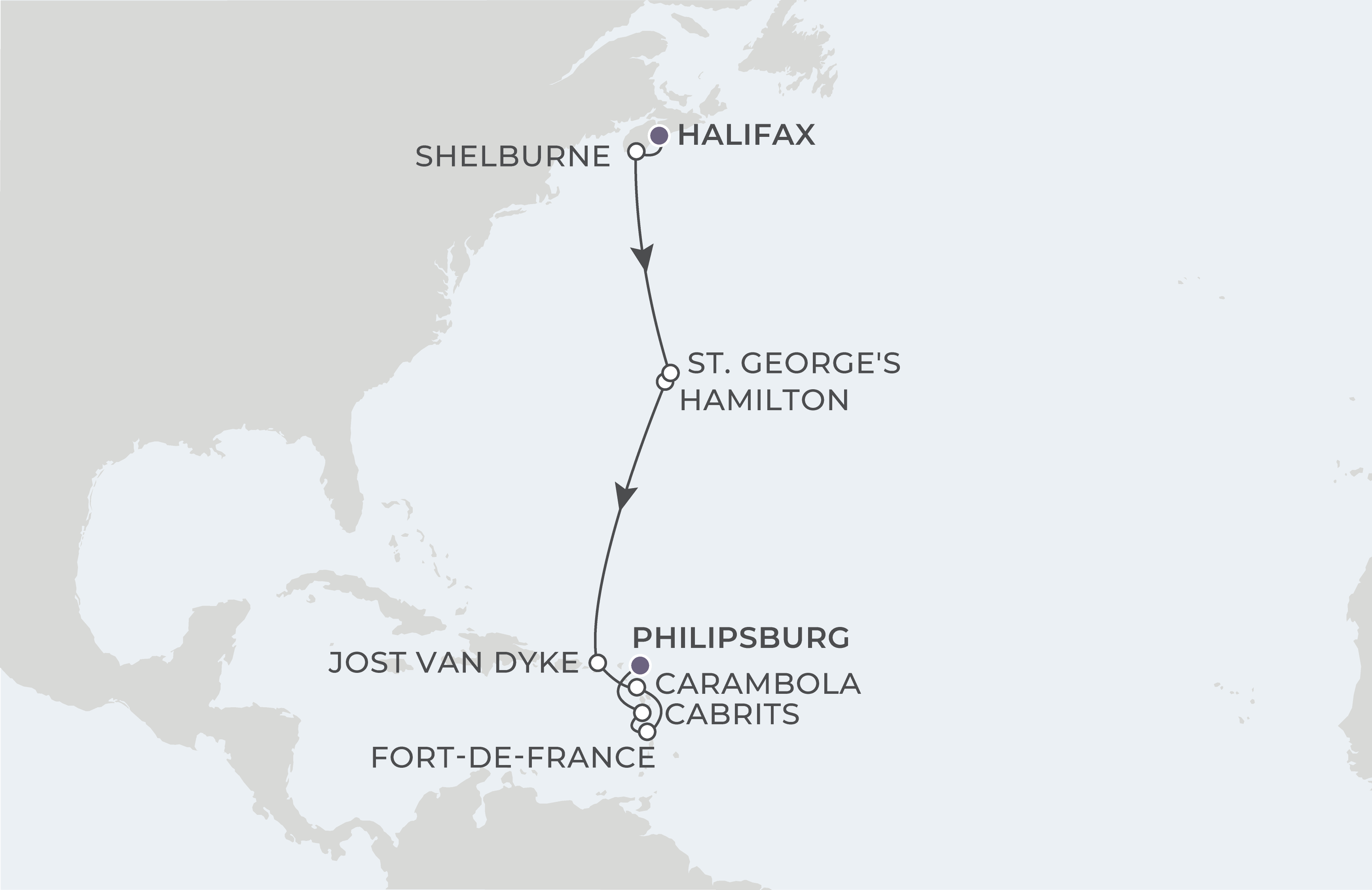 Map for 12-Night Halifax to Philipsburg