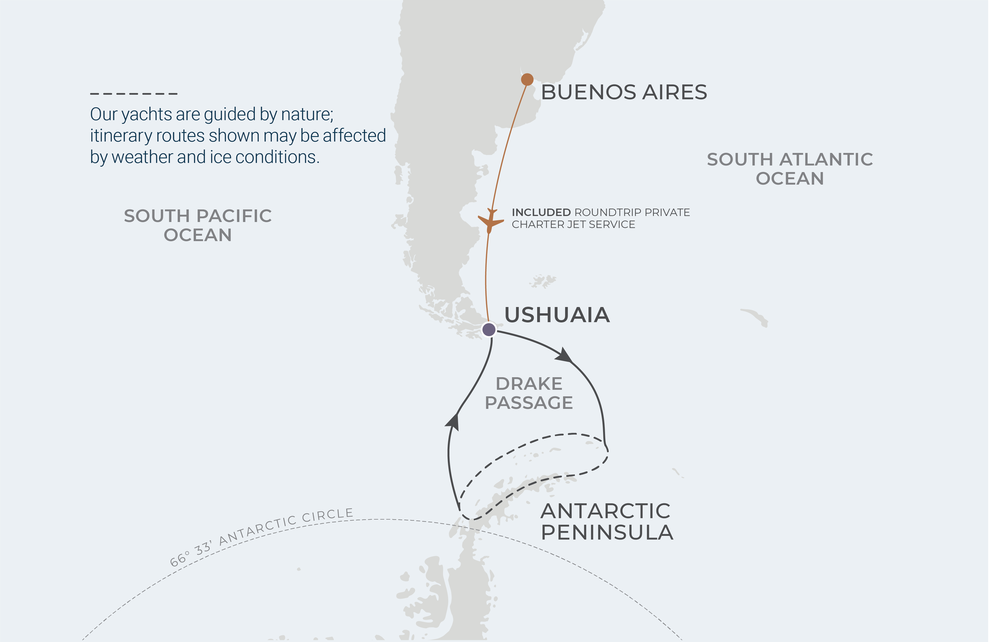 Ushuaia Roundtrip Itinerary Map