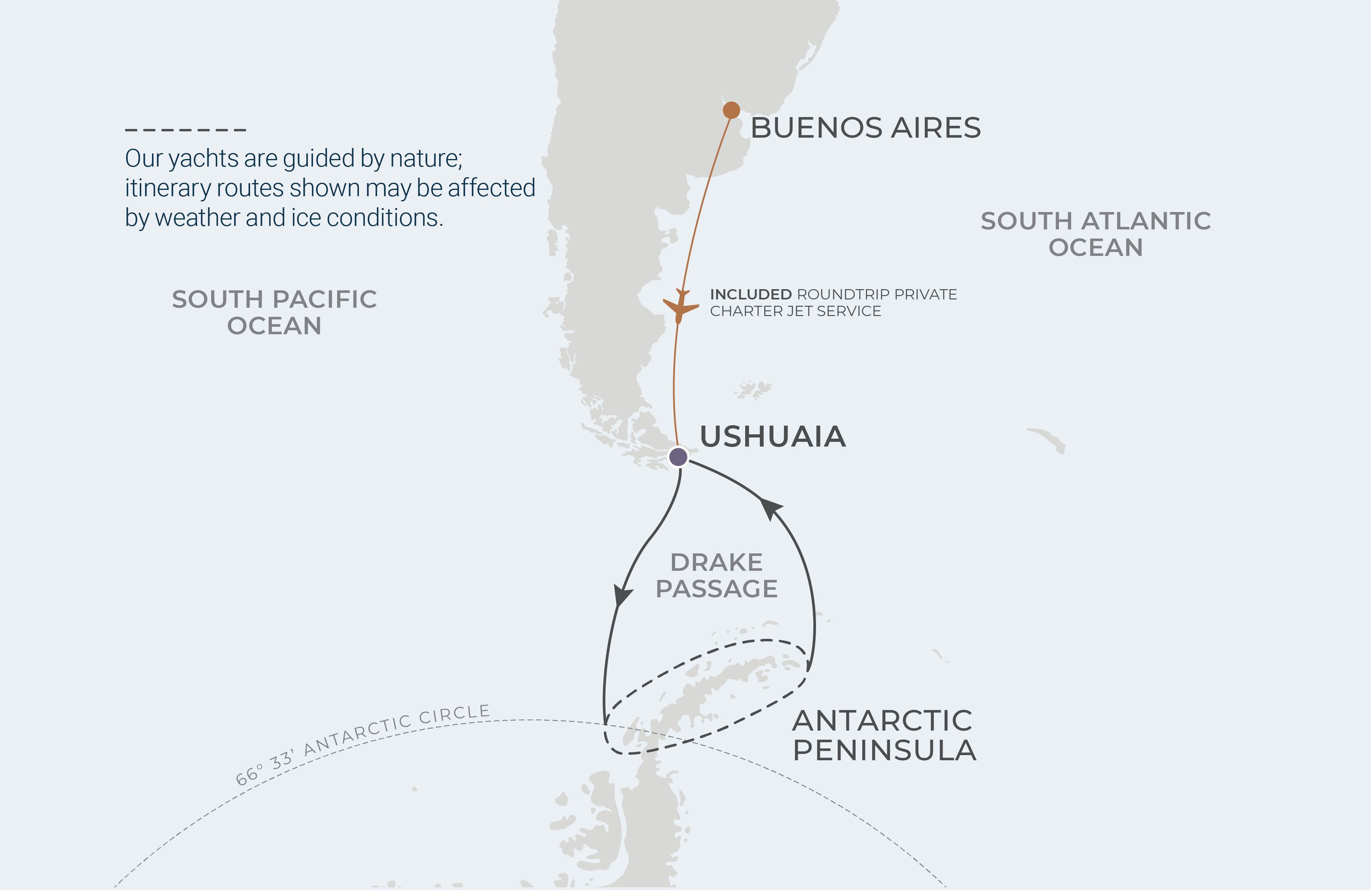 Ushuaia Roundtrip Itinerary Map