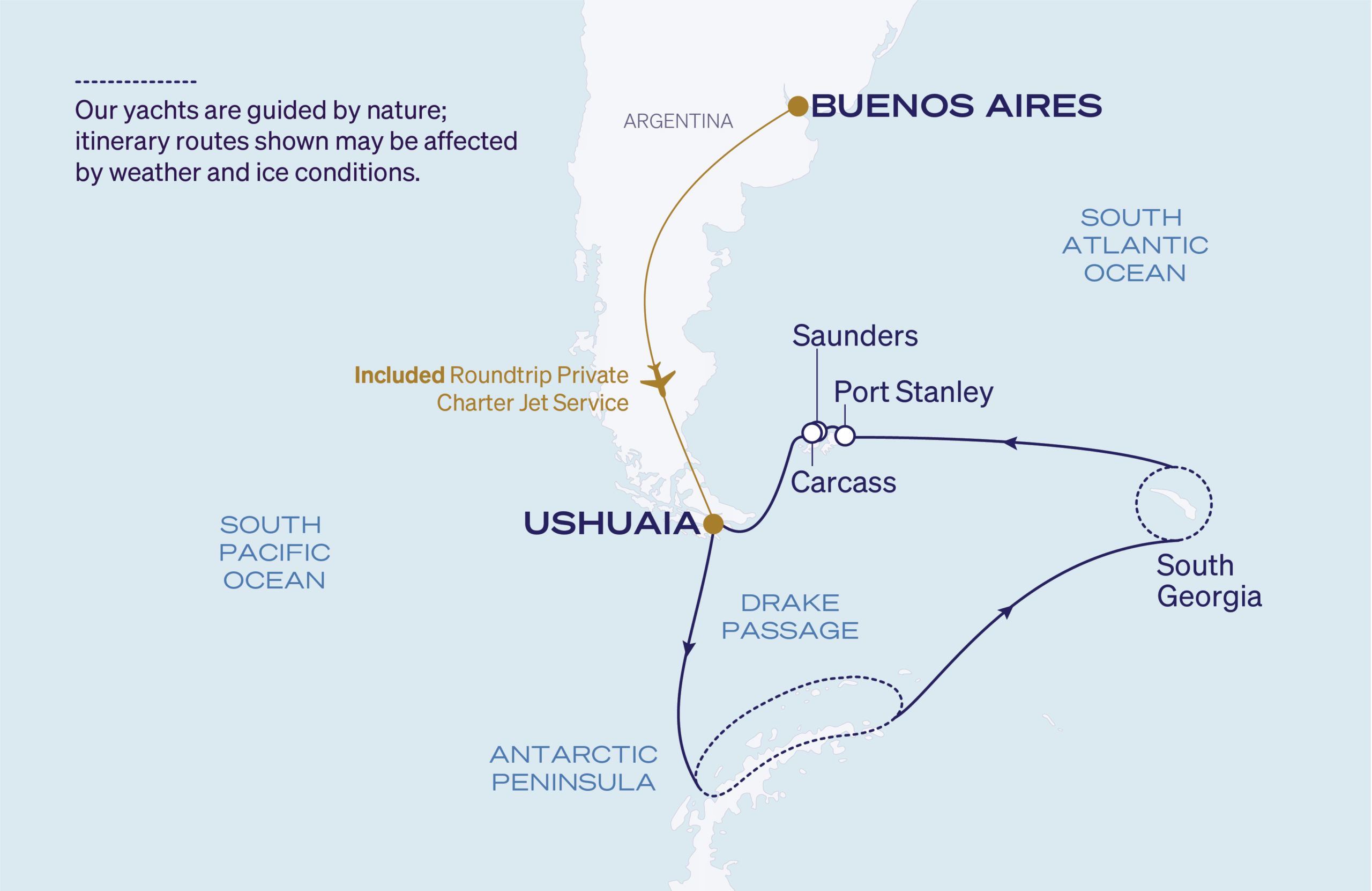 Map for Ushuaia Roundtrip