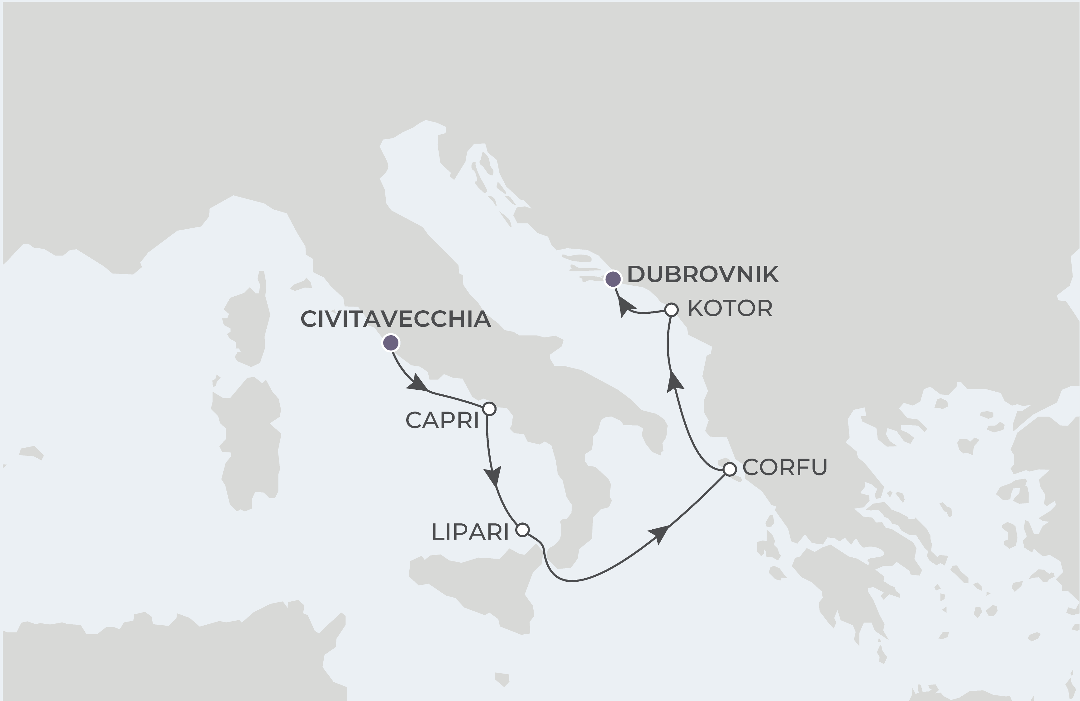 Rome to Dubrovnik Itinerary Map