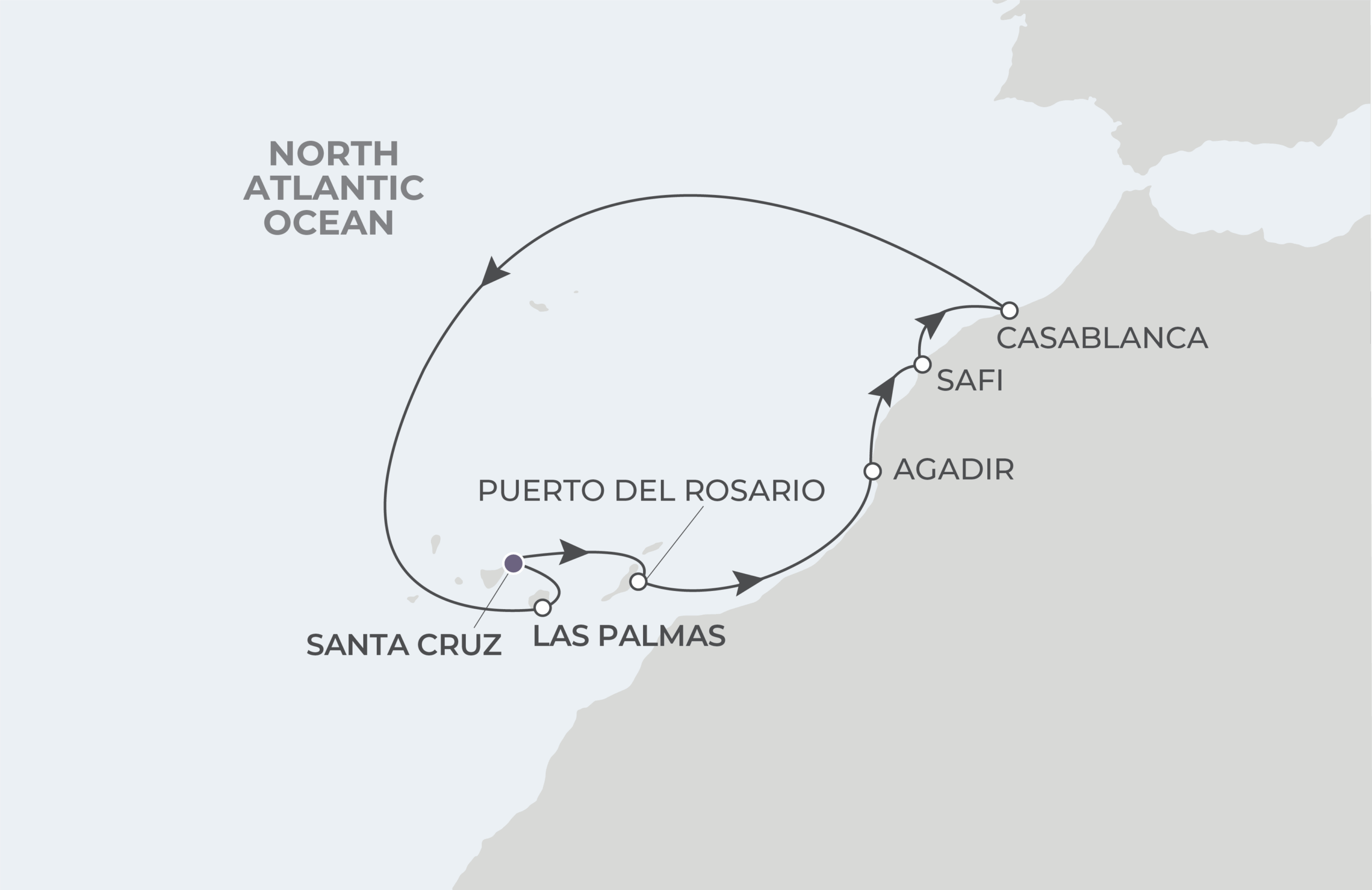 Tenerife Roundtrip Itinerary Map