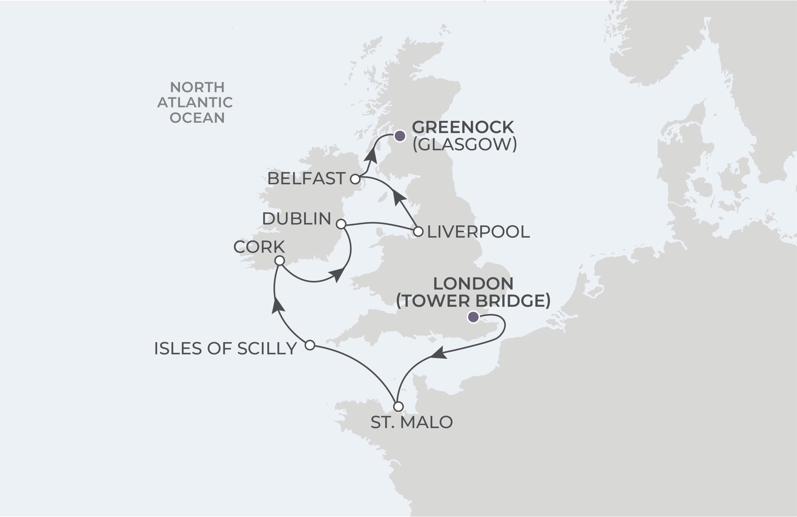 London to Glasglow Itinerary Map