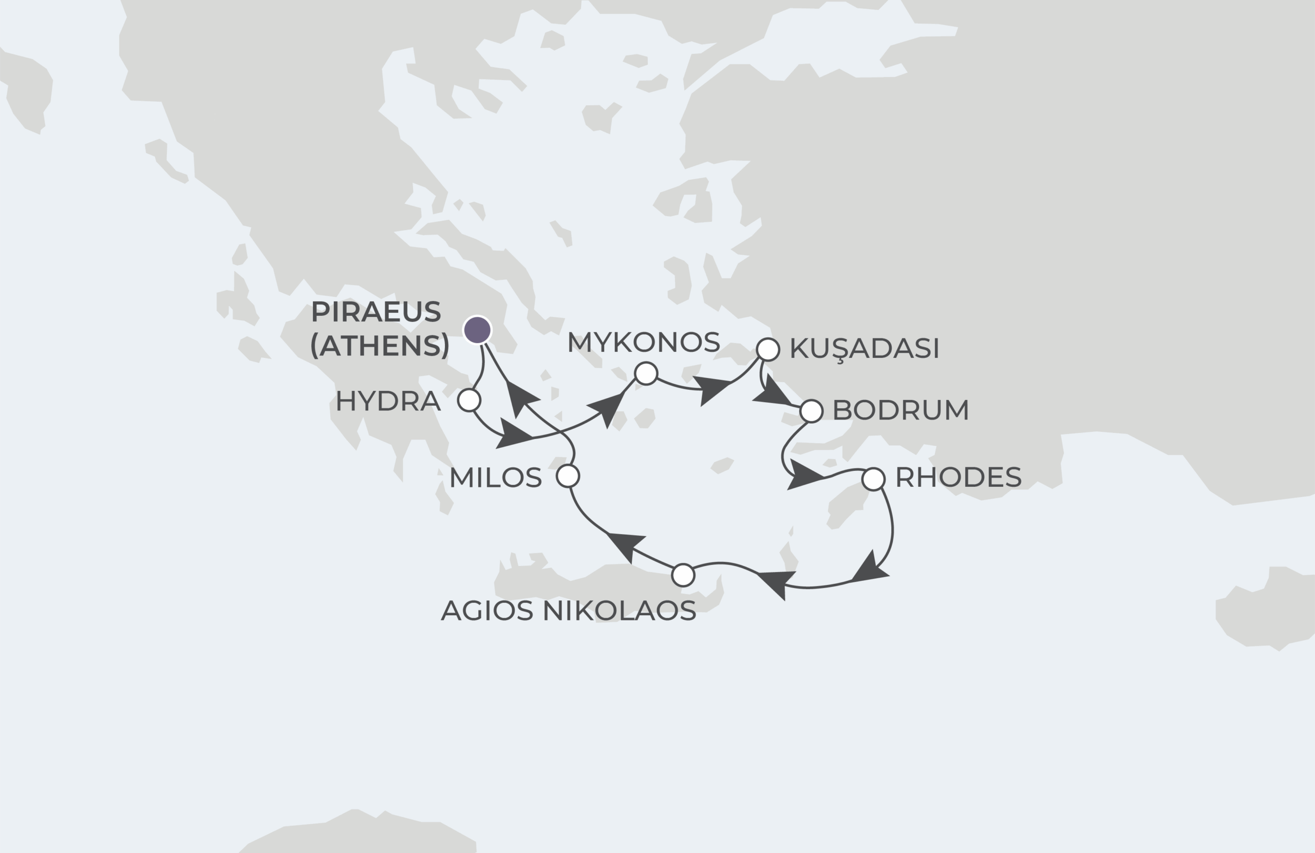 Athens Roundtrip Itinerary Map