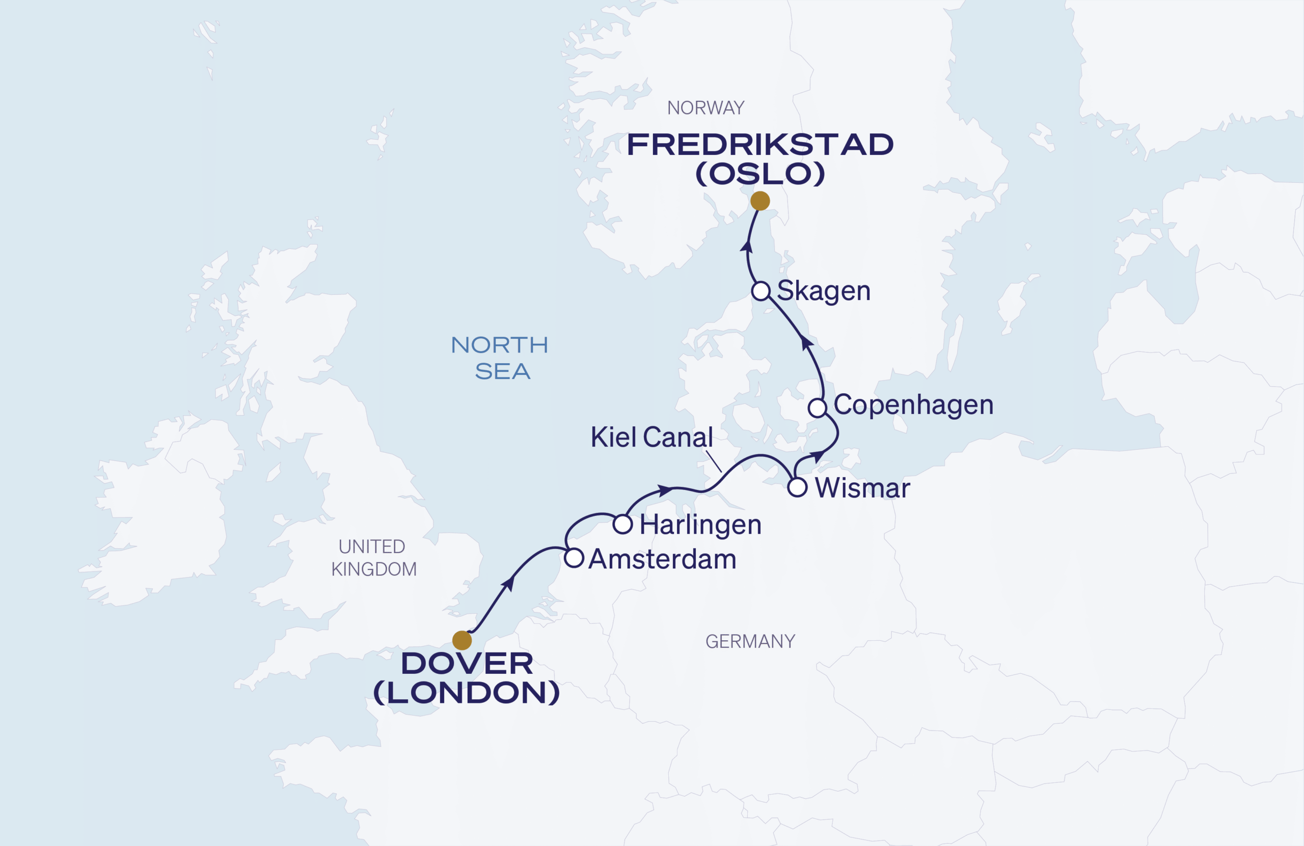 Dover to Oslo Itinerary Map