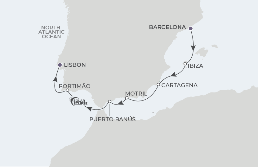 Map for Barcelona to Lisbon
