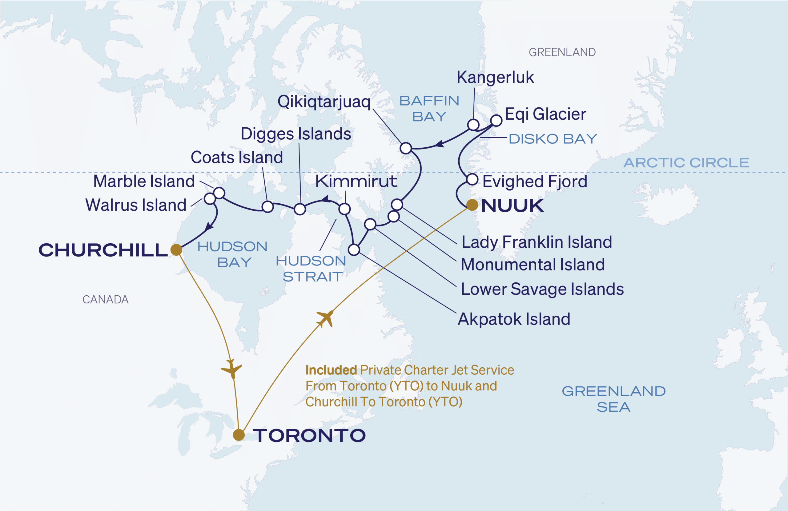 Map for Nuuk to Churchill