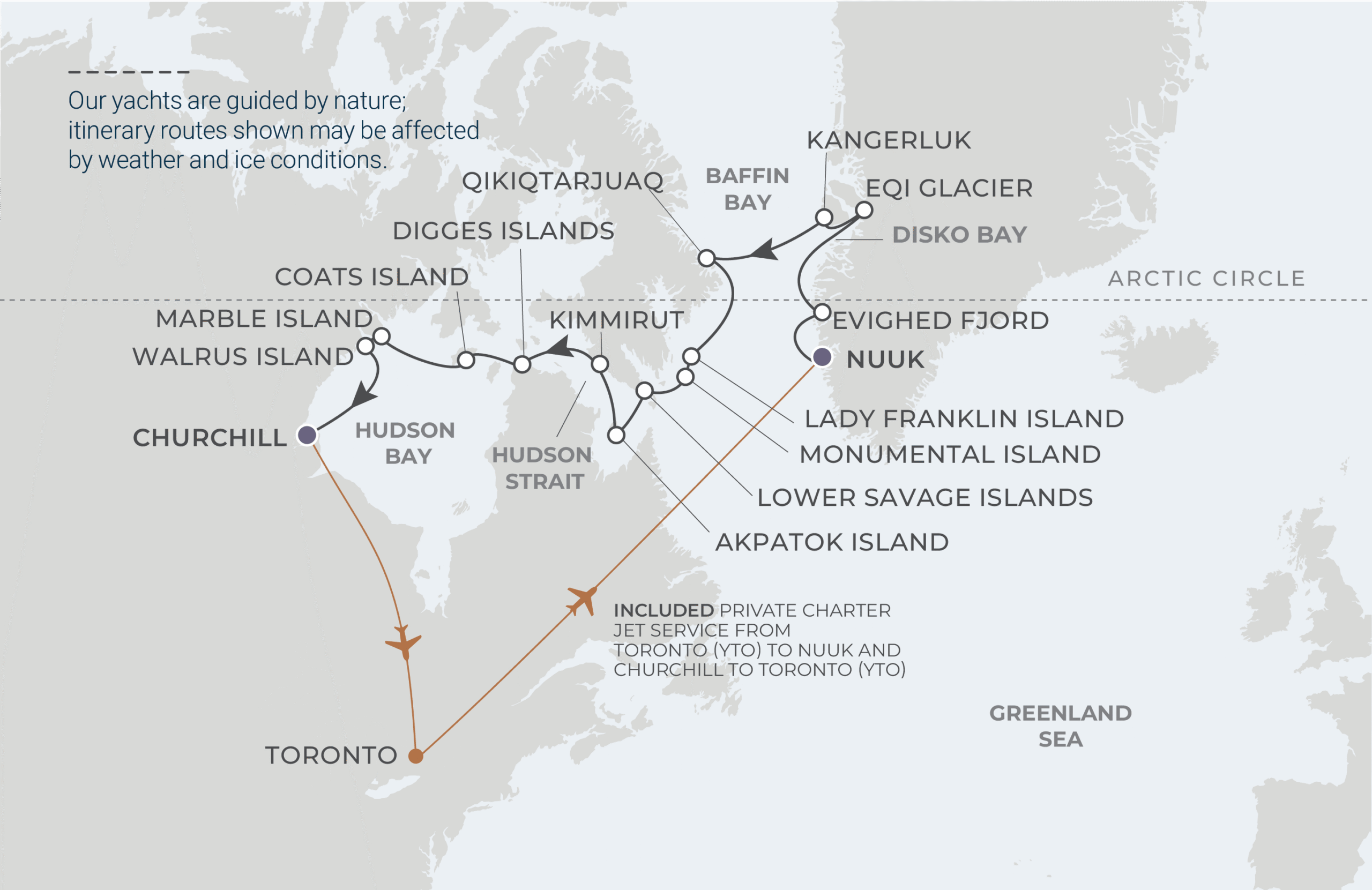 Map for Nuuk to Churchill