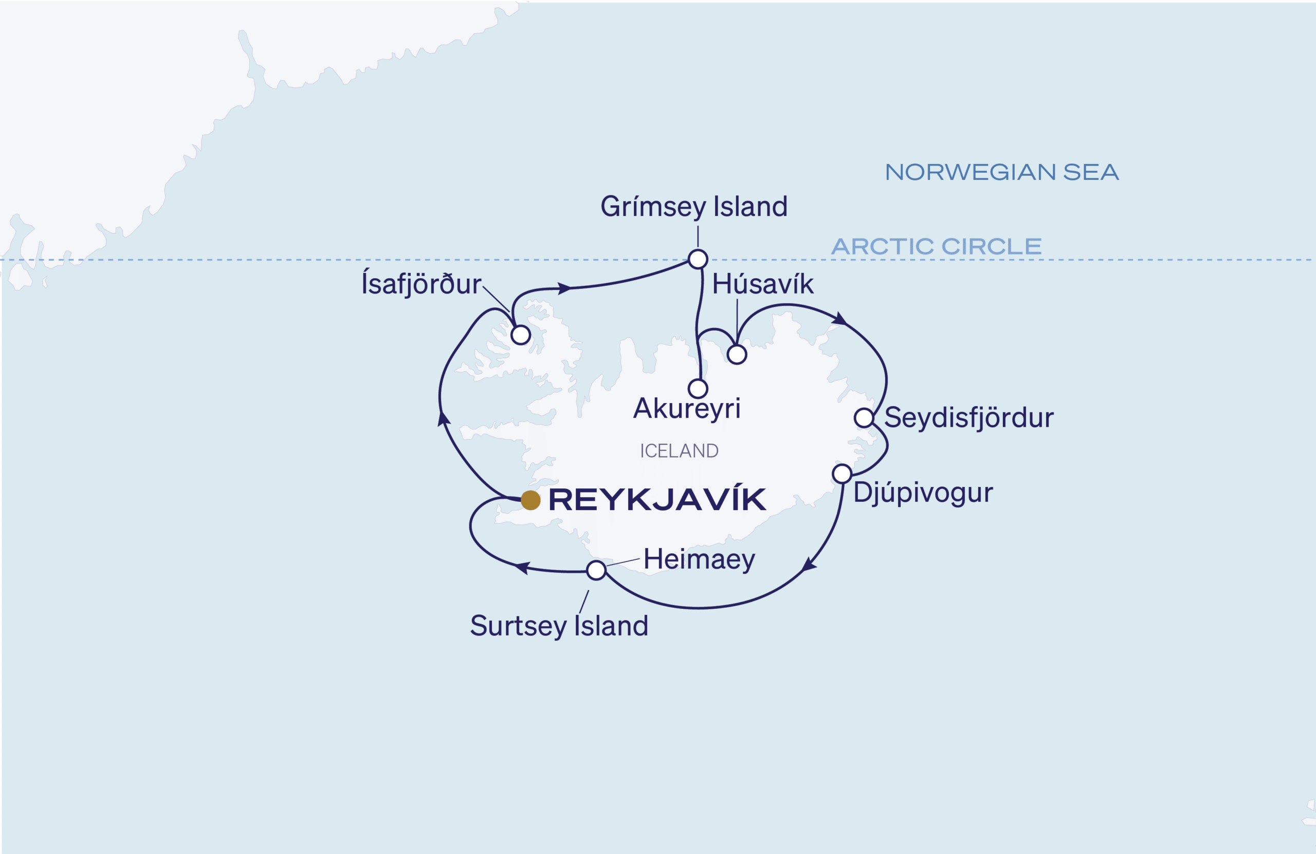 Map for Reykjavík Roundtrip