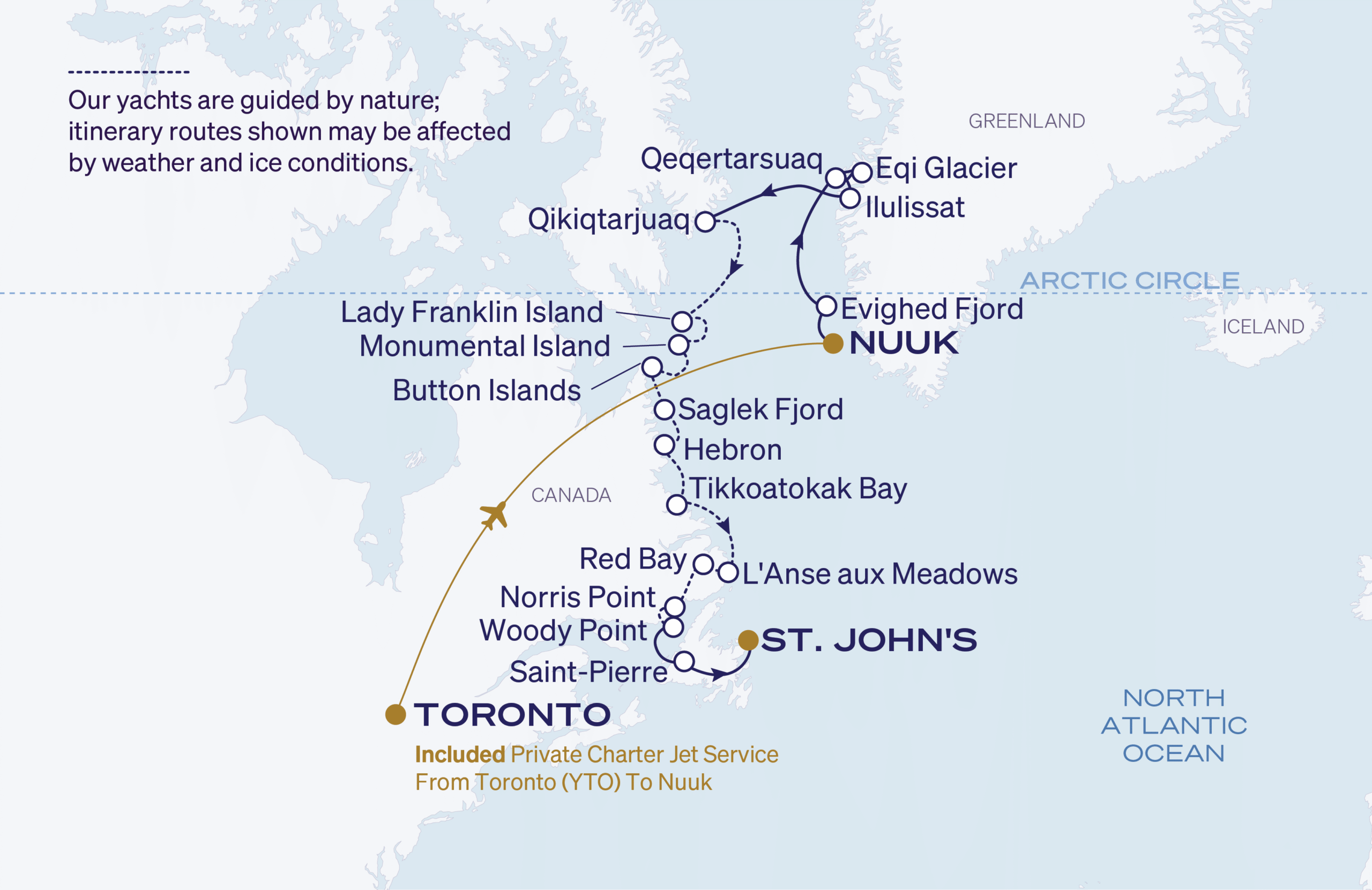 Map for Nuuk to St. John's