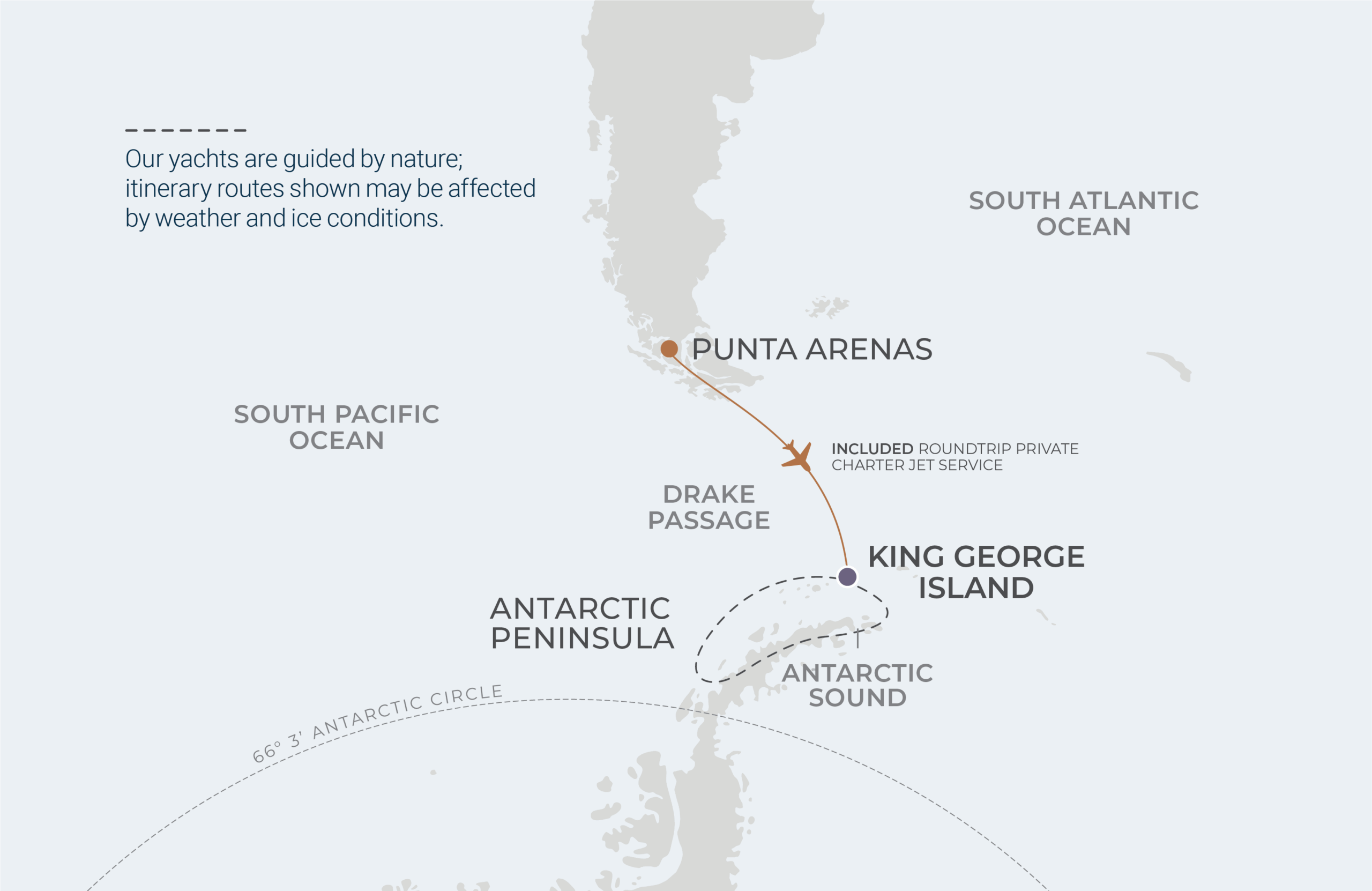 King George Island Roundtrip Itinerary Map