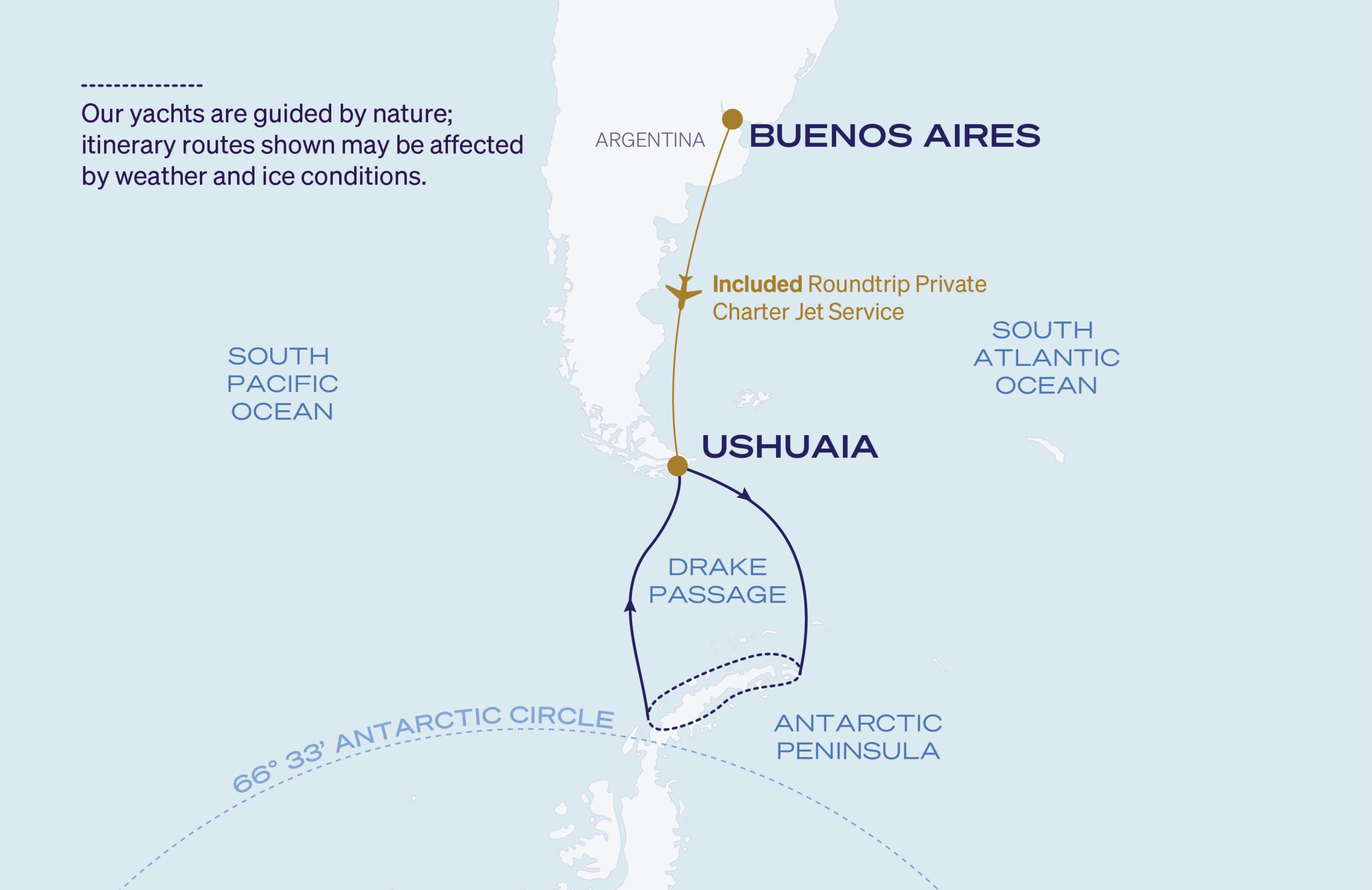 Map for Ushuaia Roundtrip