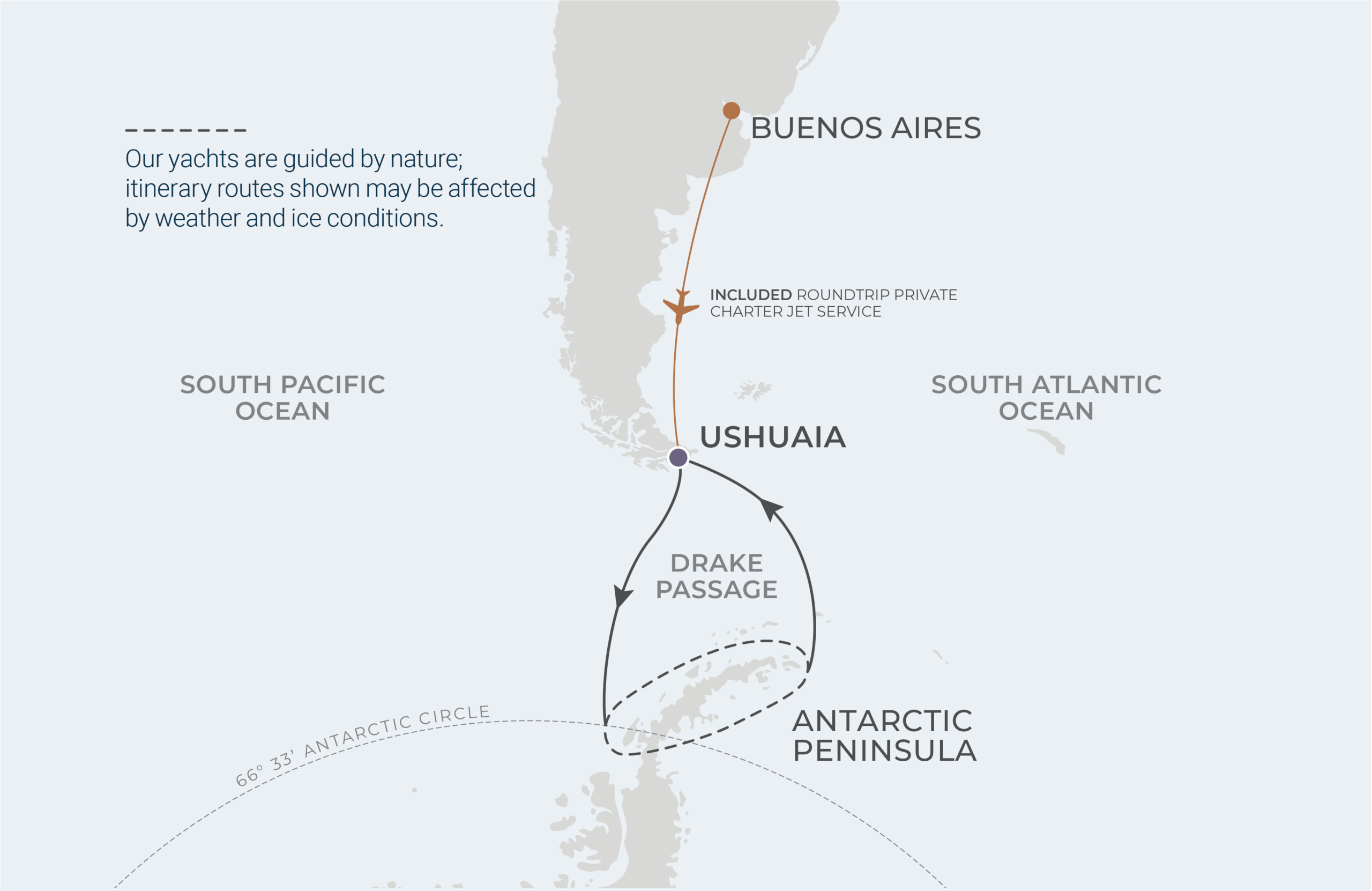 Map for Ushuaia Roundtrip