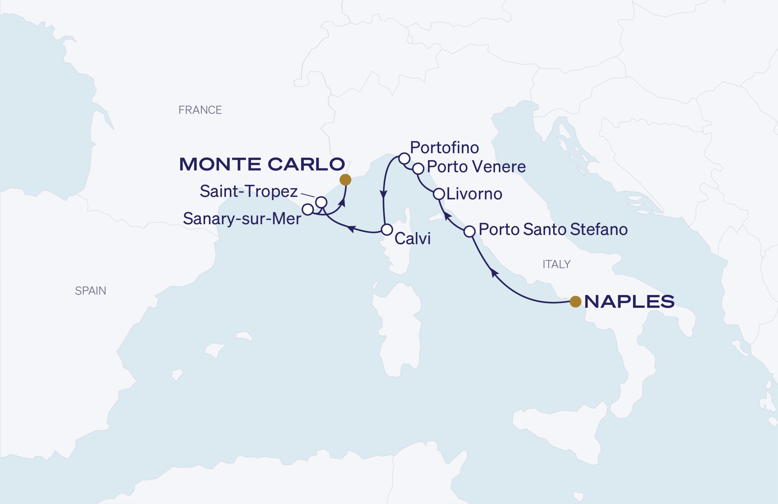 Map for Naples to Monte Carlo