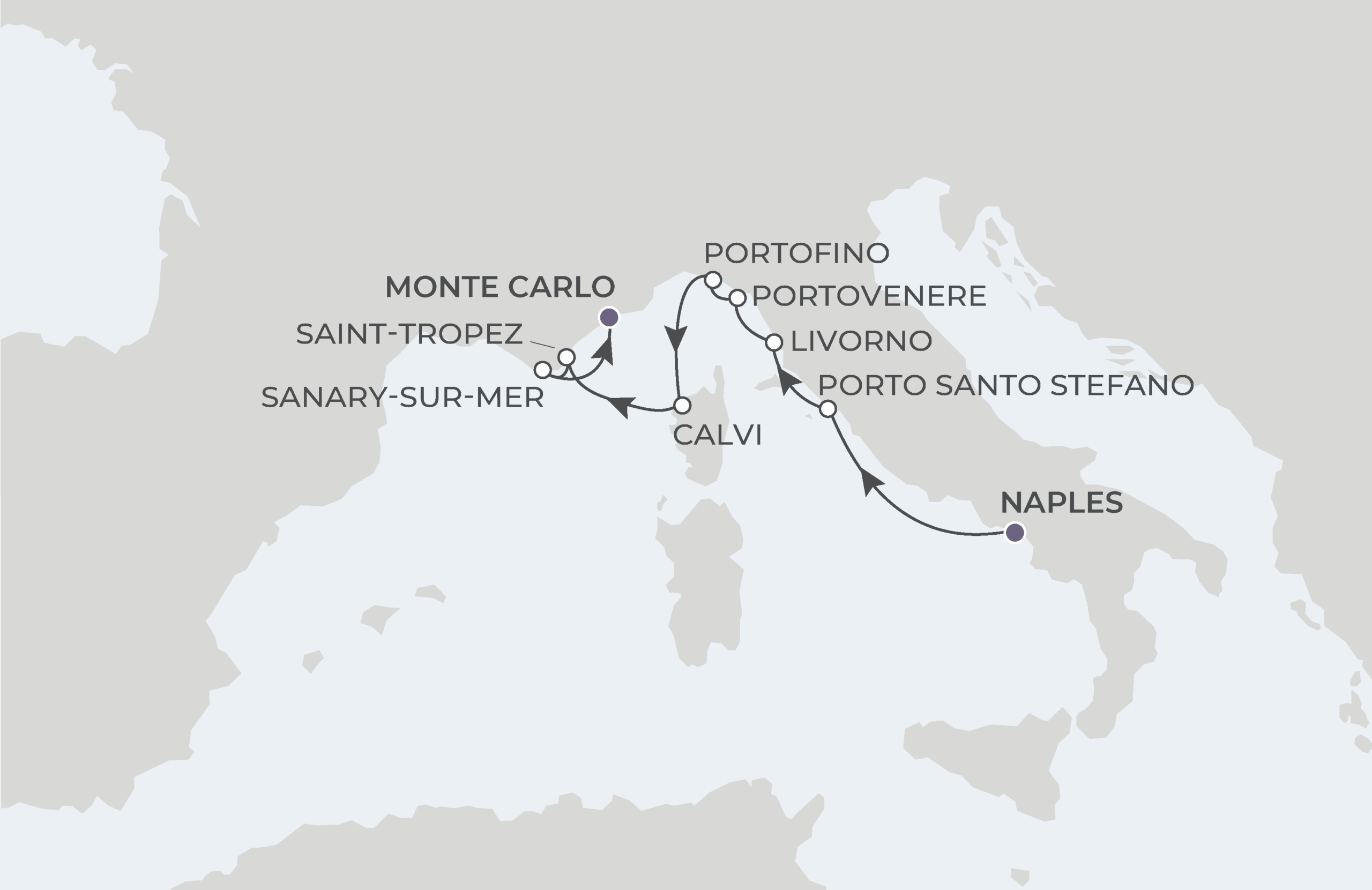 Map for Naples to Monte Carlo