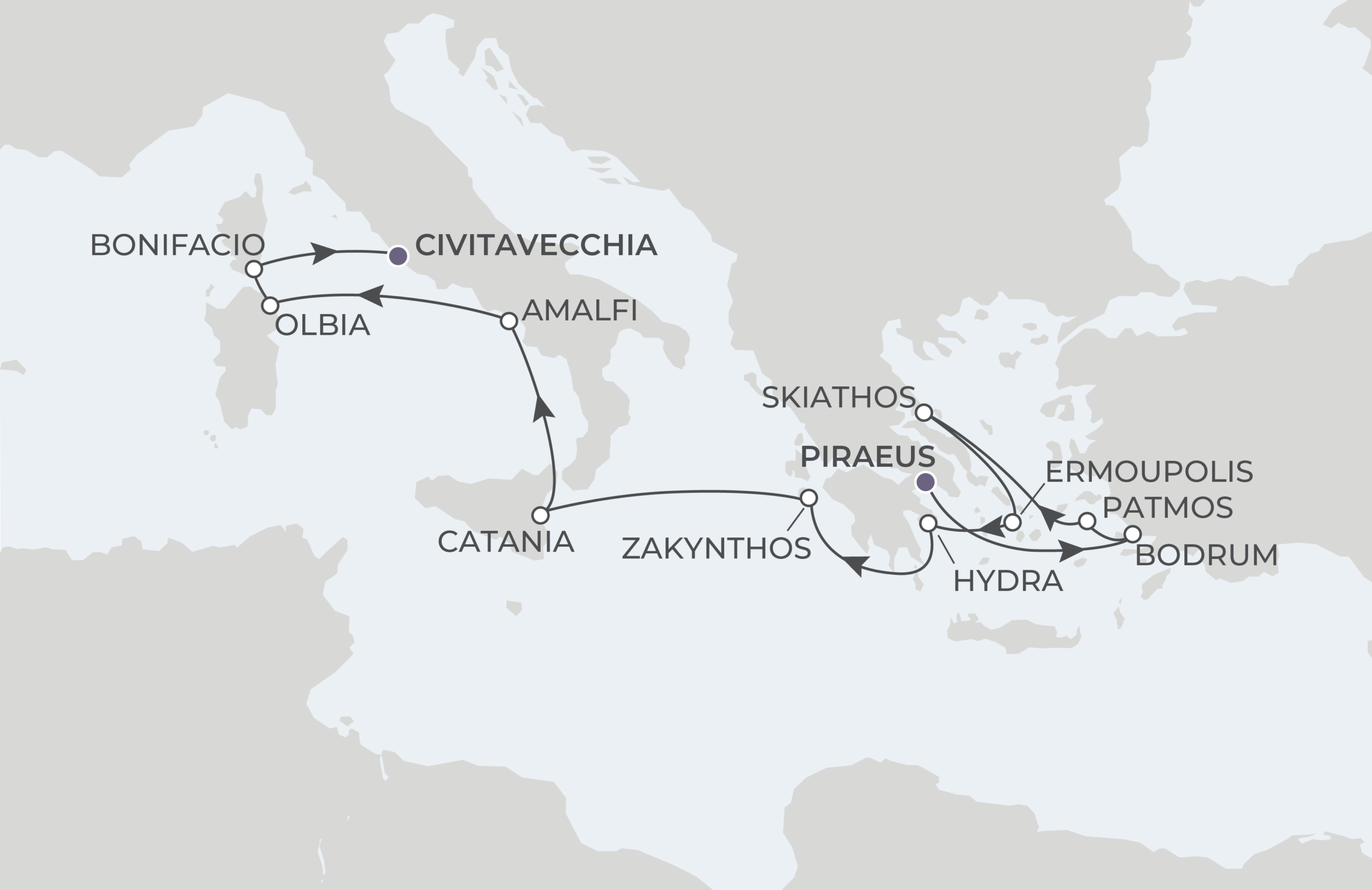 Athens to Rome Itinerary Map