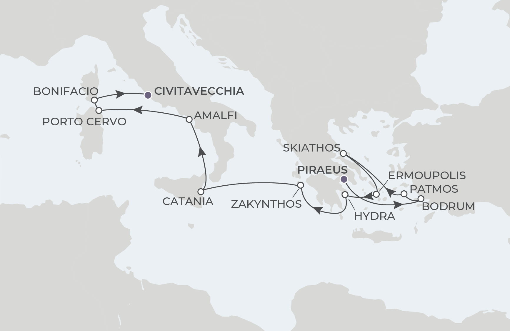 Athens to Rome Itinerary Map
