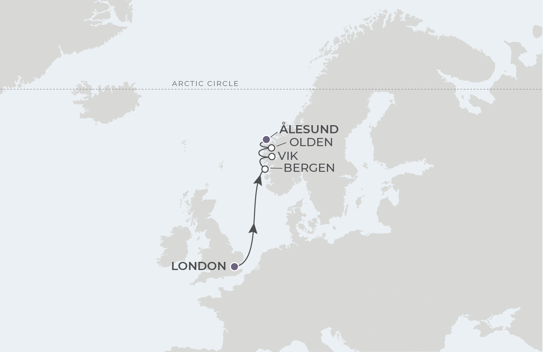 London to Ålesund Itinerary Map