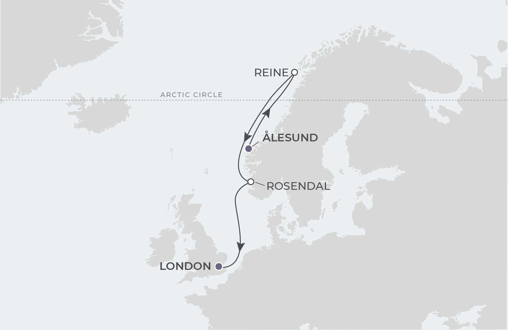 Ålesund to London Itinerary Map