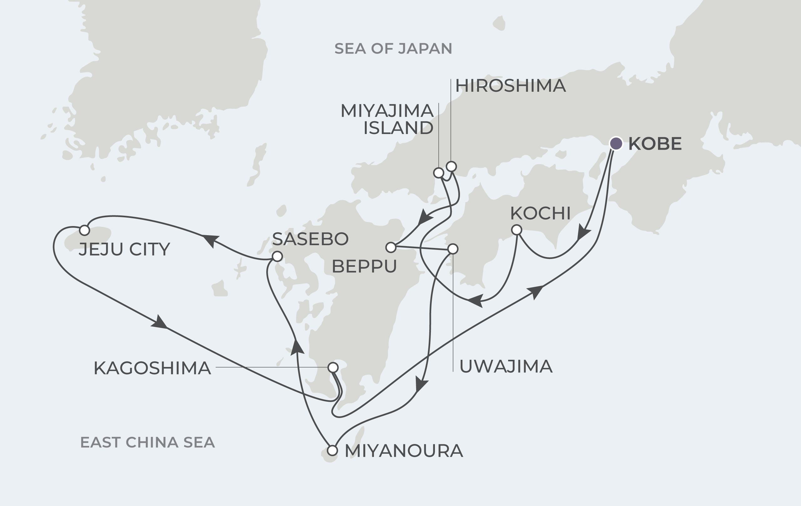 Map for Far East Mystique: Japan  (Preview Voyage)