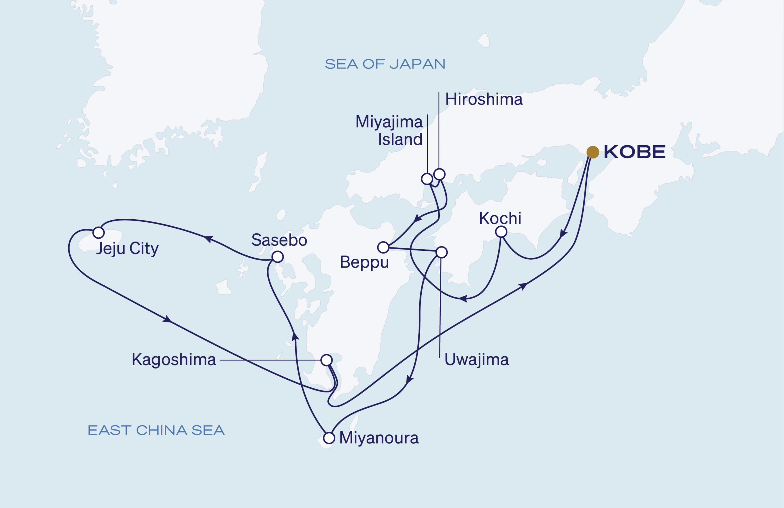 Map for Far East Mystique: Japan  (Preview Voyage)