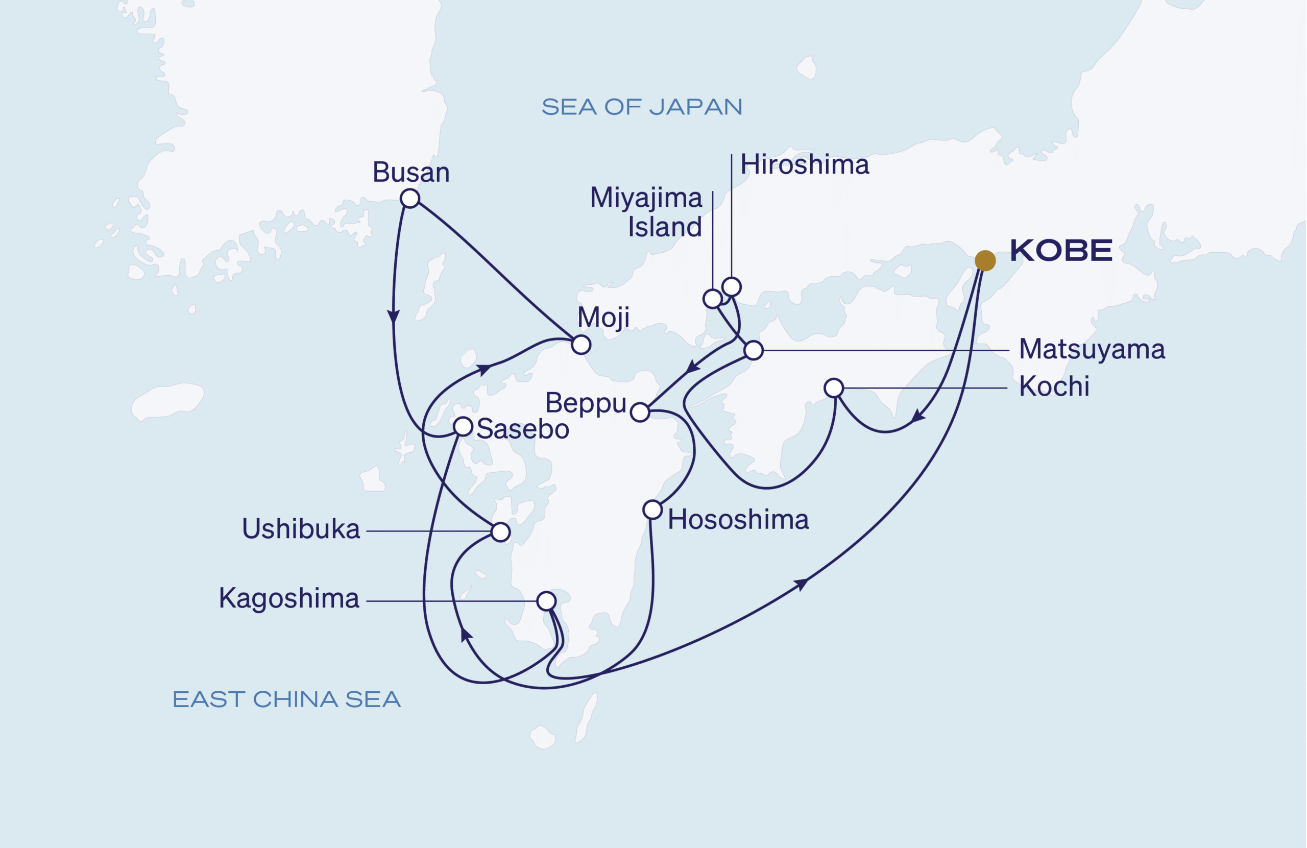 Map for Shinto Shores & Samurai Legacies: Japan  (Inaugural Voyage)