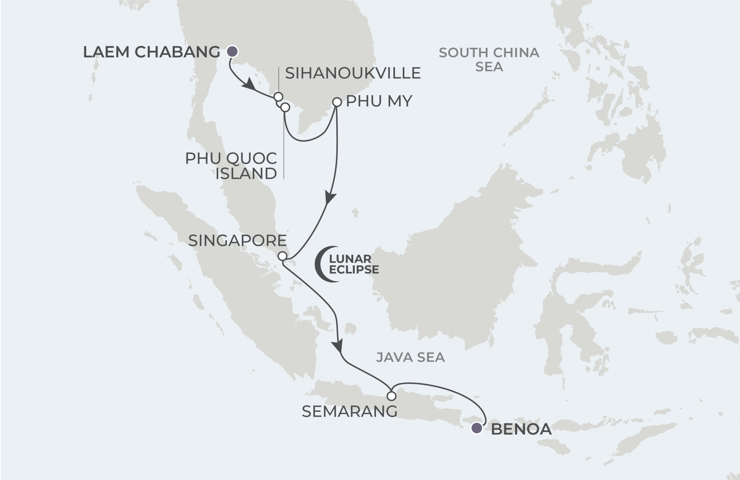 Holiday Expedition: Jewels of Southeast Asia: Thailand, Malaysia, Vietnam, Cambodia, Singapore & Indonesia Itinerary Map