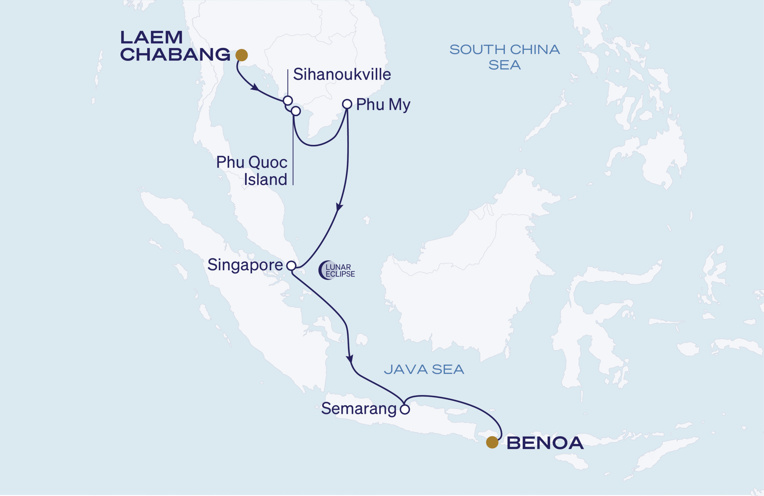 Map for Holiday Expedition: Jewels of Southeast Asia: Thailand, Malaysia, Vietnam, Cambodia, Singapore & Indonesia