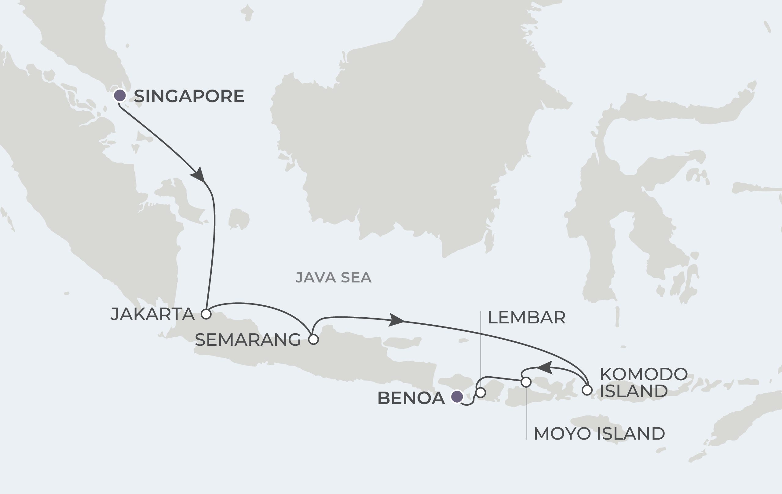 Map for Panoramas & Pagodas: Singapore & Indonesia