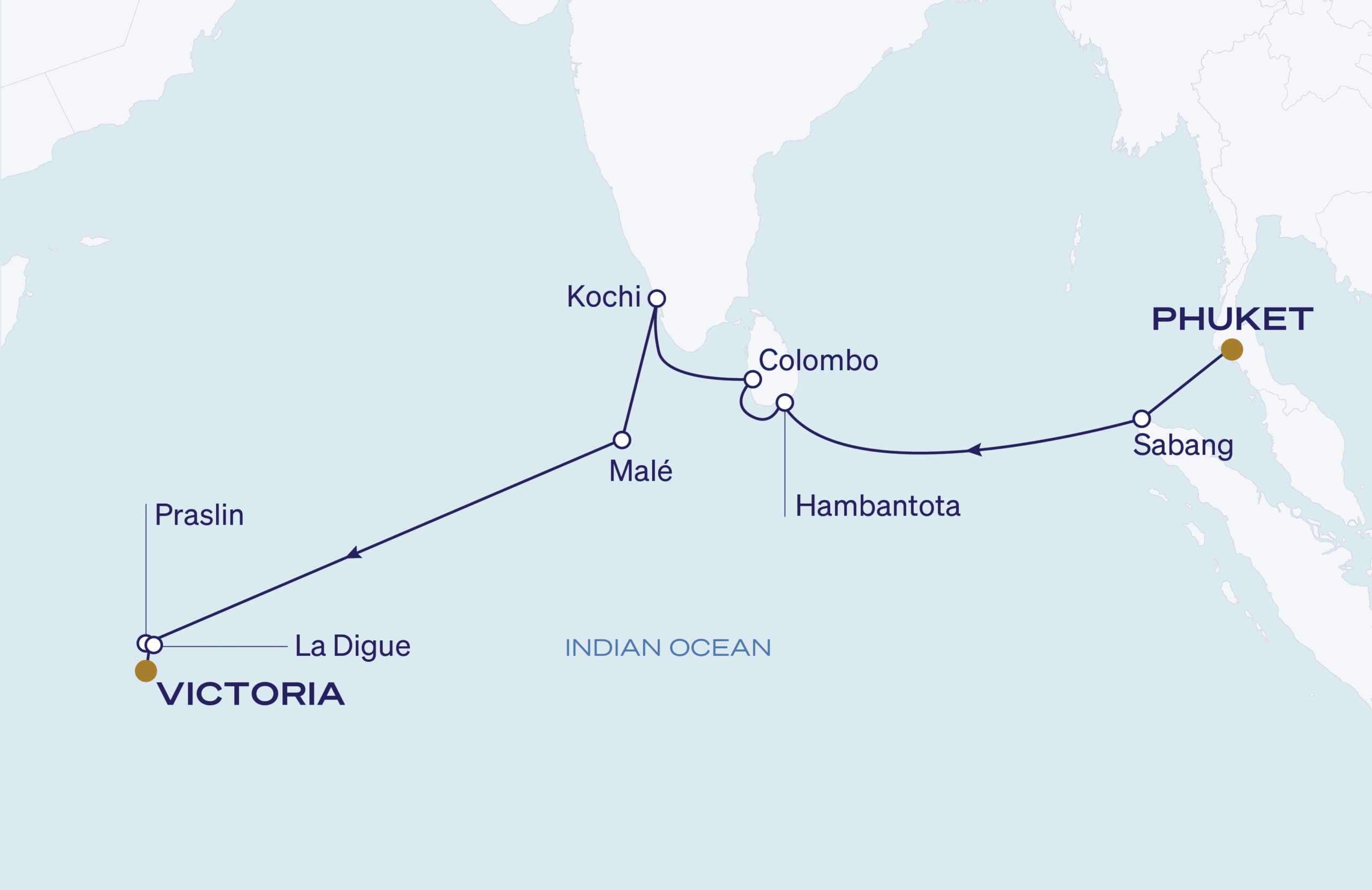 Map for Isles of Spice & Sapphire Seas: Thailand, Sri Lanka, Maldives & Seychelles