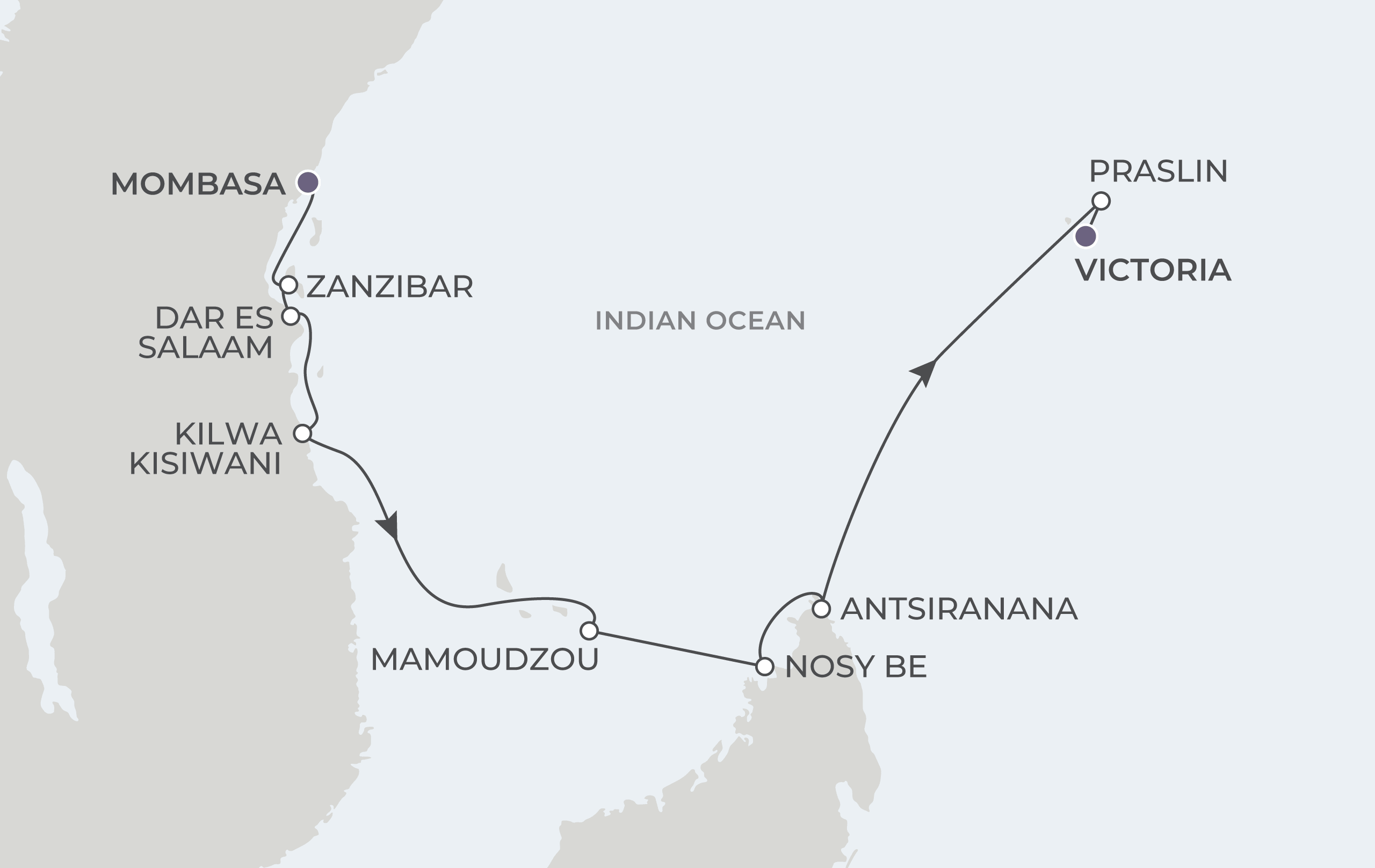Map for Wild Isles & African Grandeur: Seychelles, Madagascar, Tanzania & Kenya