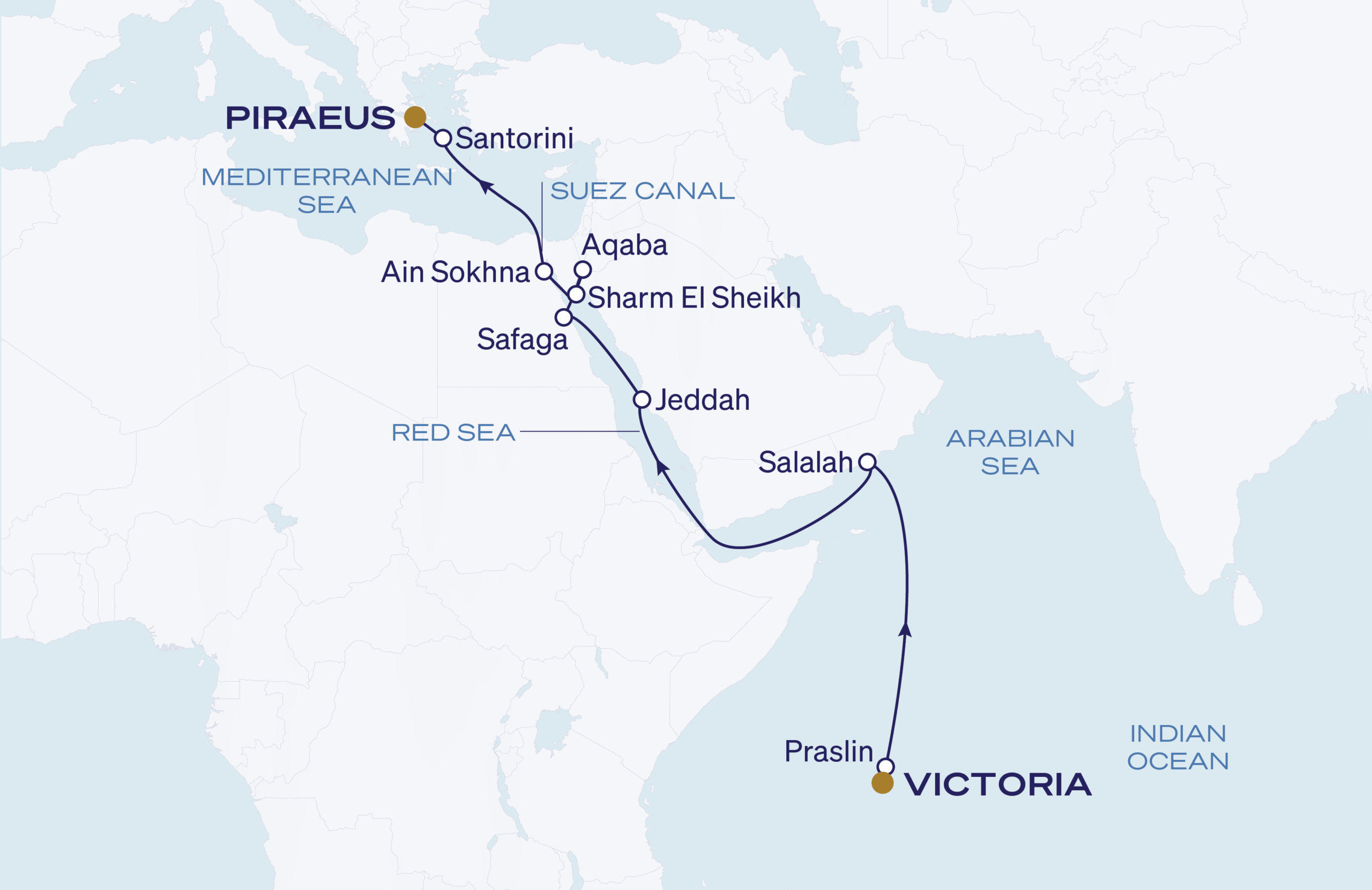 Map for Sultans, Pharaohs & Empires: Oman, Saudi Arabia, Egypt, Jordan, and Greece