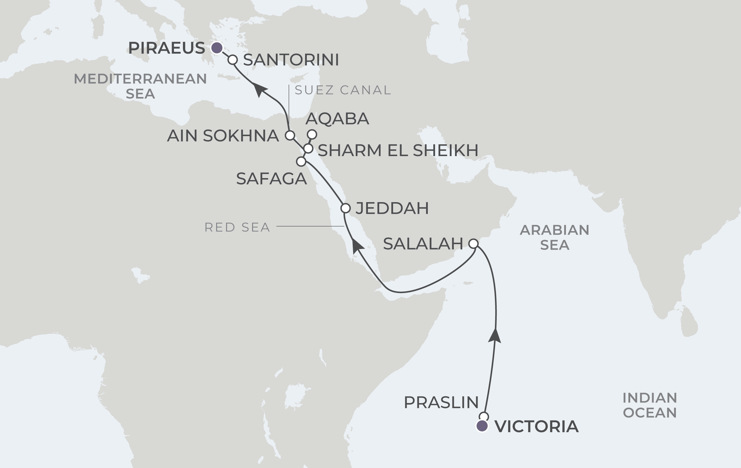 Map for Sultans, Pharaohs & Empires: Oman, Saudi Arabia, Egypt, Jordan, and Greece