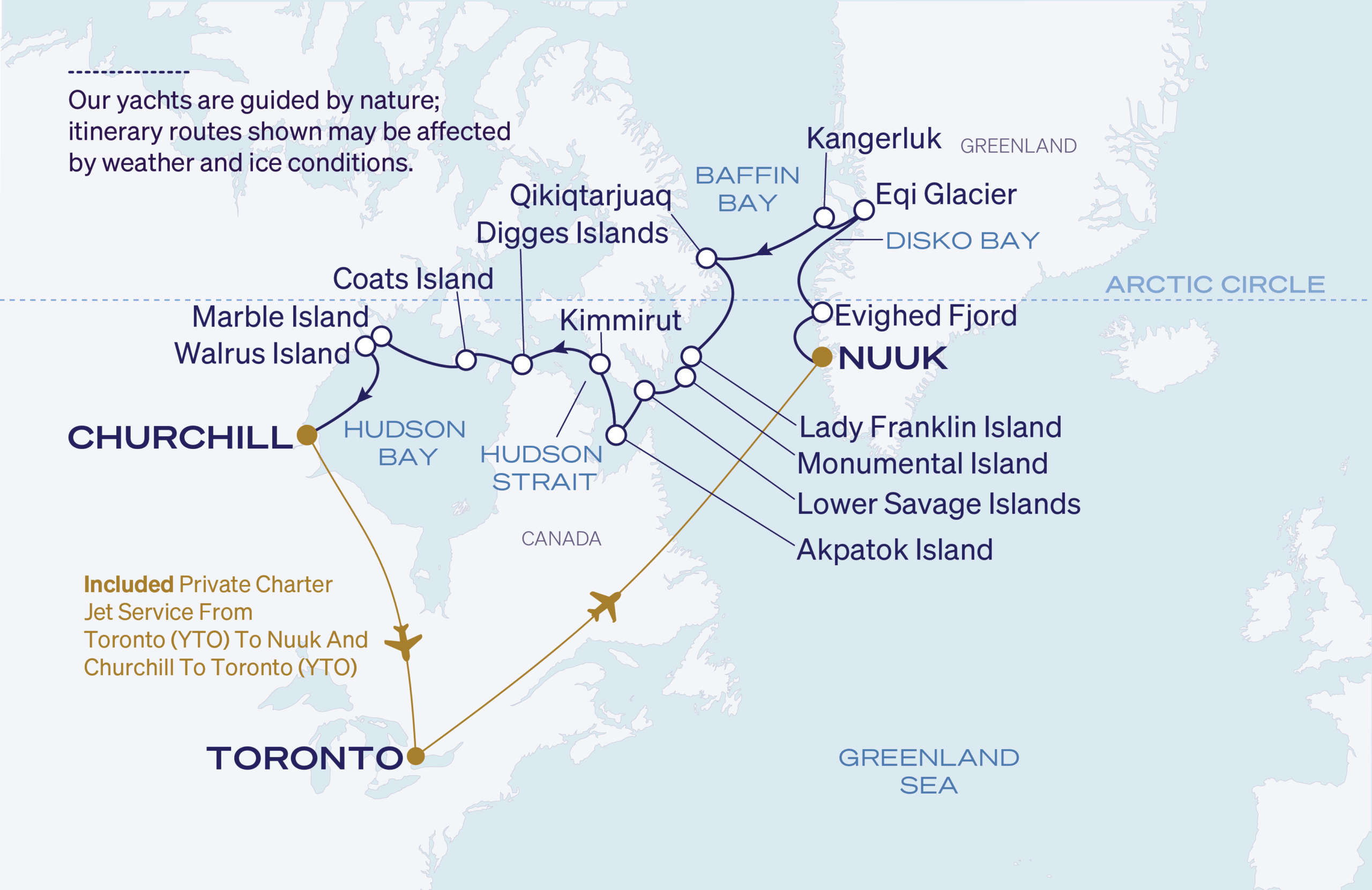 Map for Kangerlussuaq to Churchill