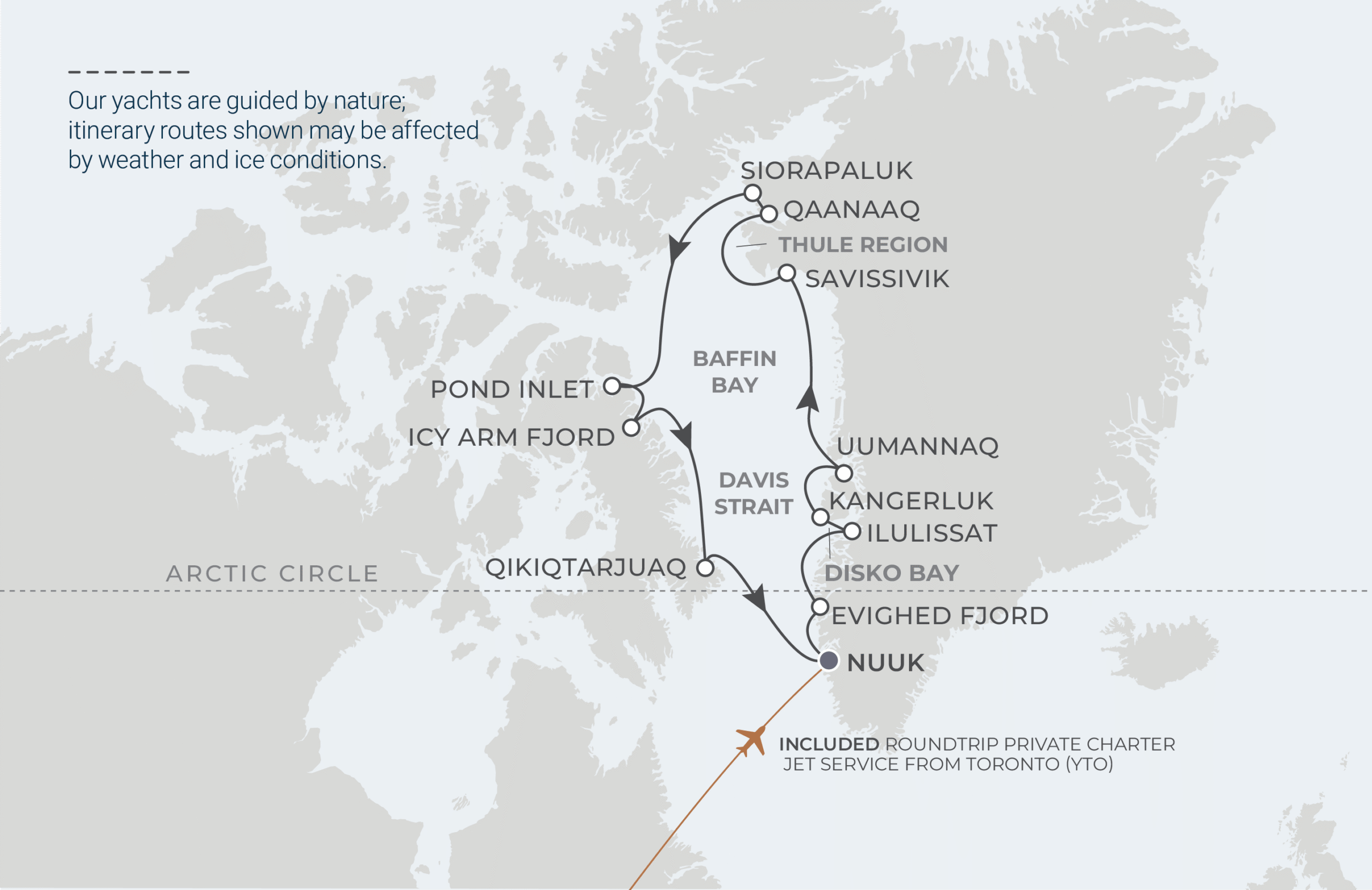 Nuuk Roundtrip Itinerary Map