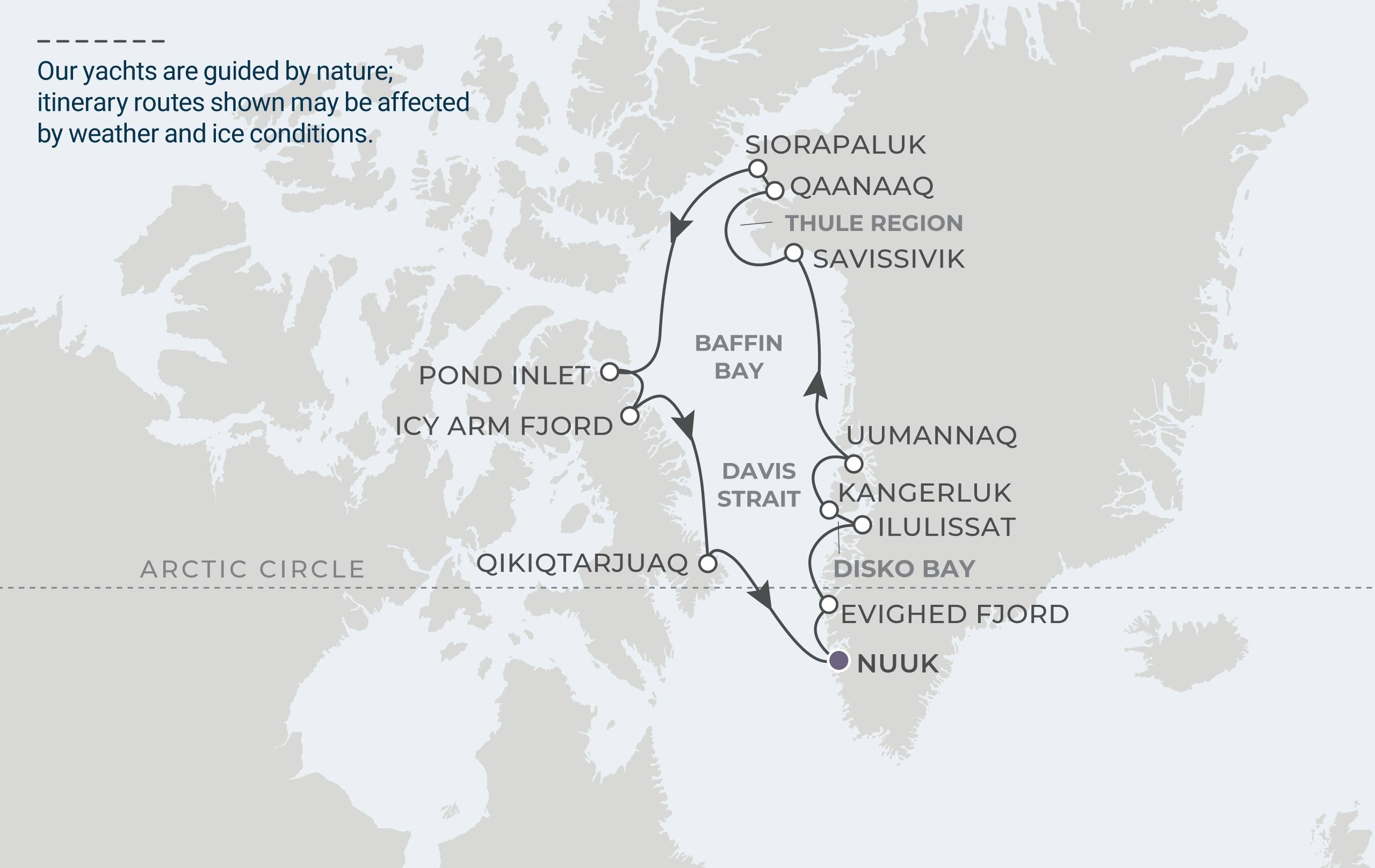 Nuuk Roundtrip Itinerary Map