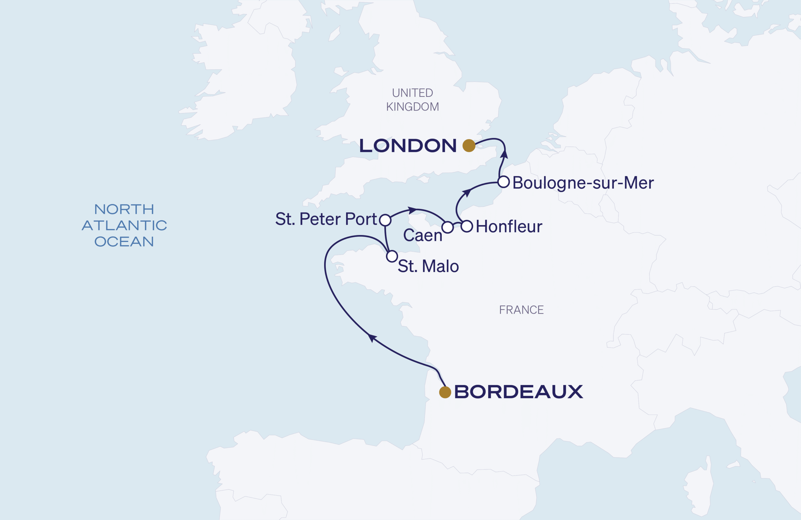 Map for Bordeaux  to London