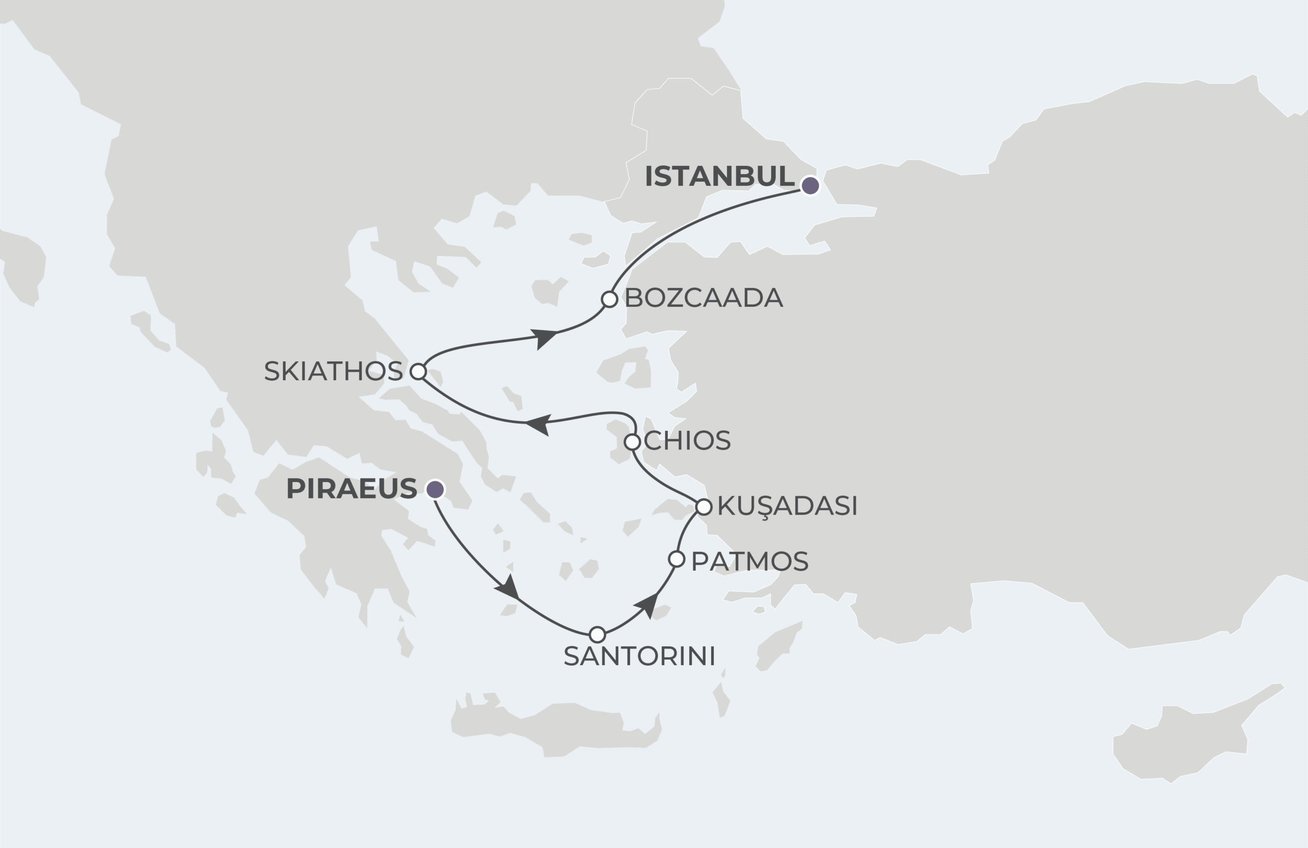 Athens to Istanbul Itinerary Map