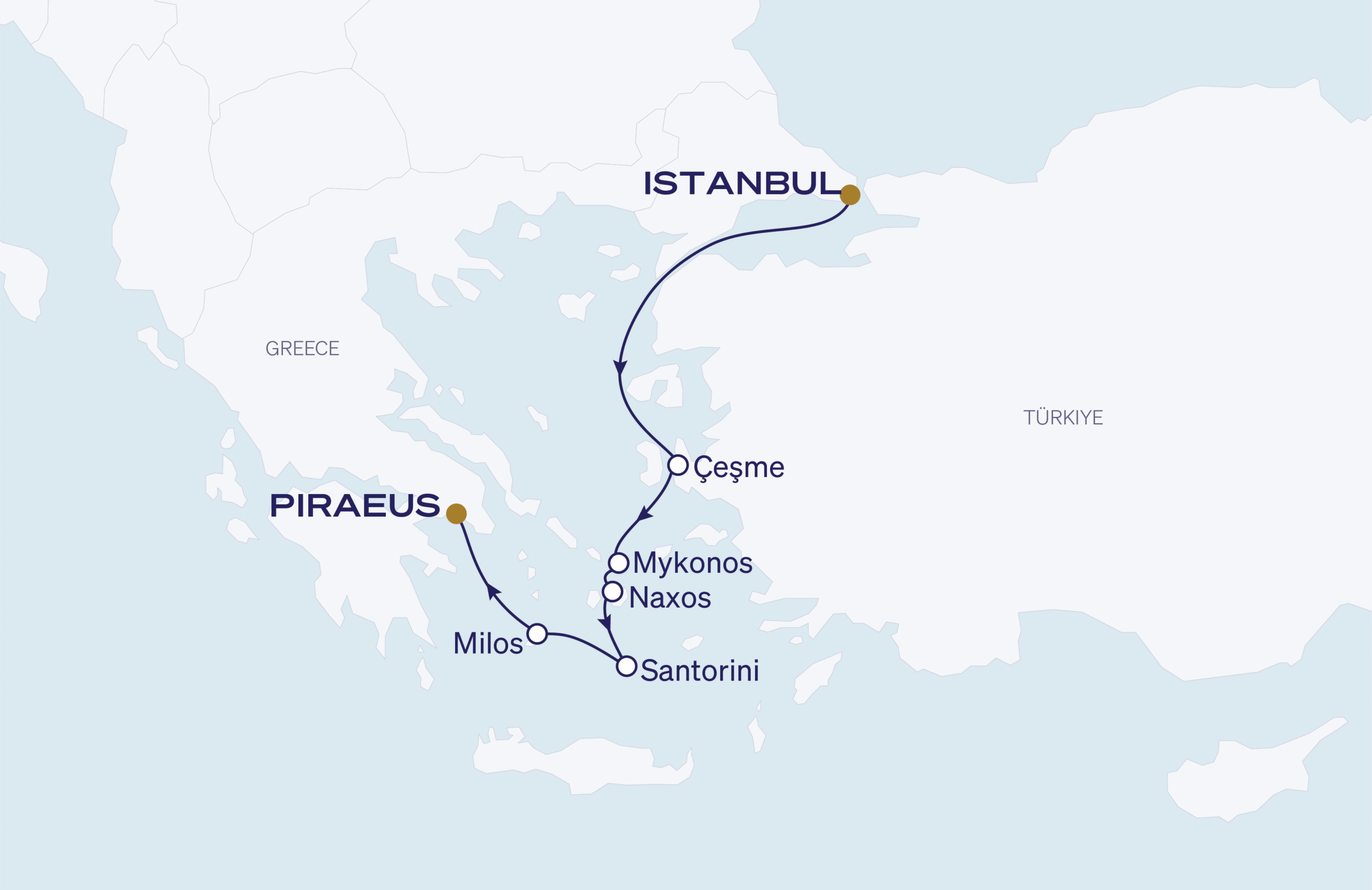 Map for Istanbul to Athens