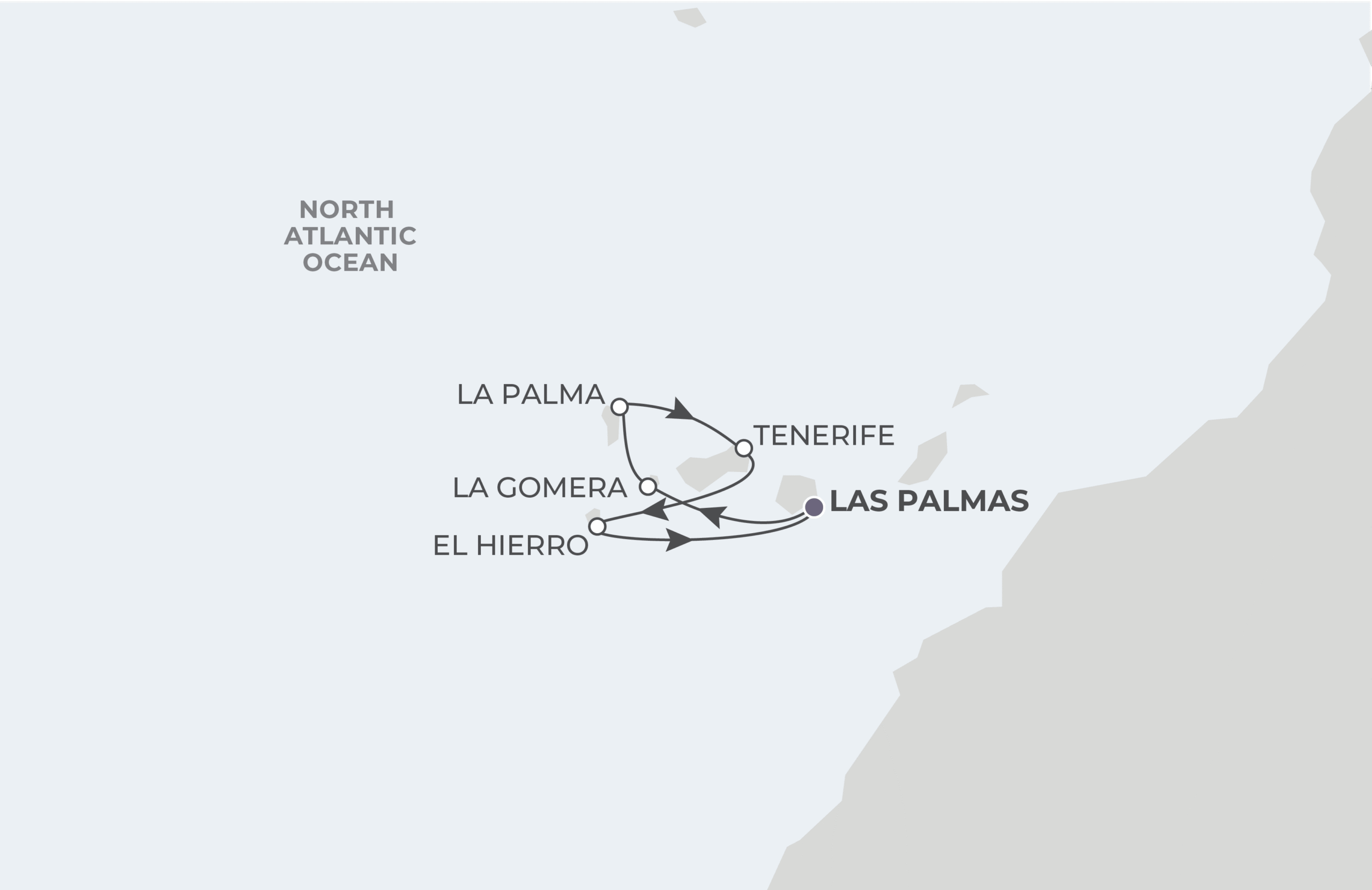 Las Palmas Roundtrip Itinerary Map