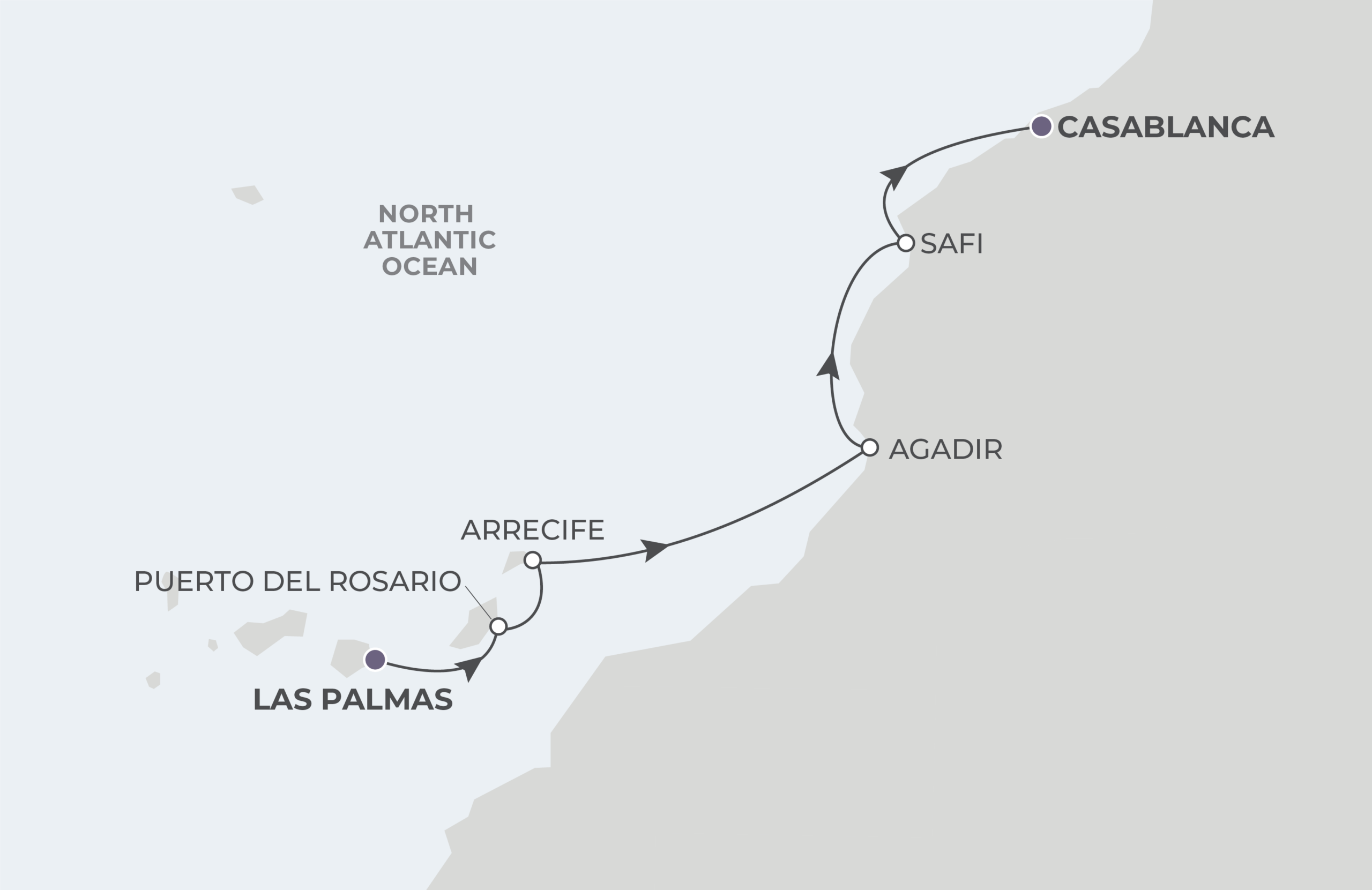 Las Palmas To Casablanca Itinerary Map