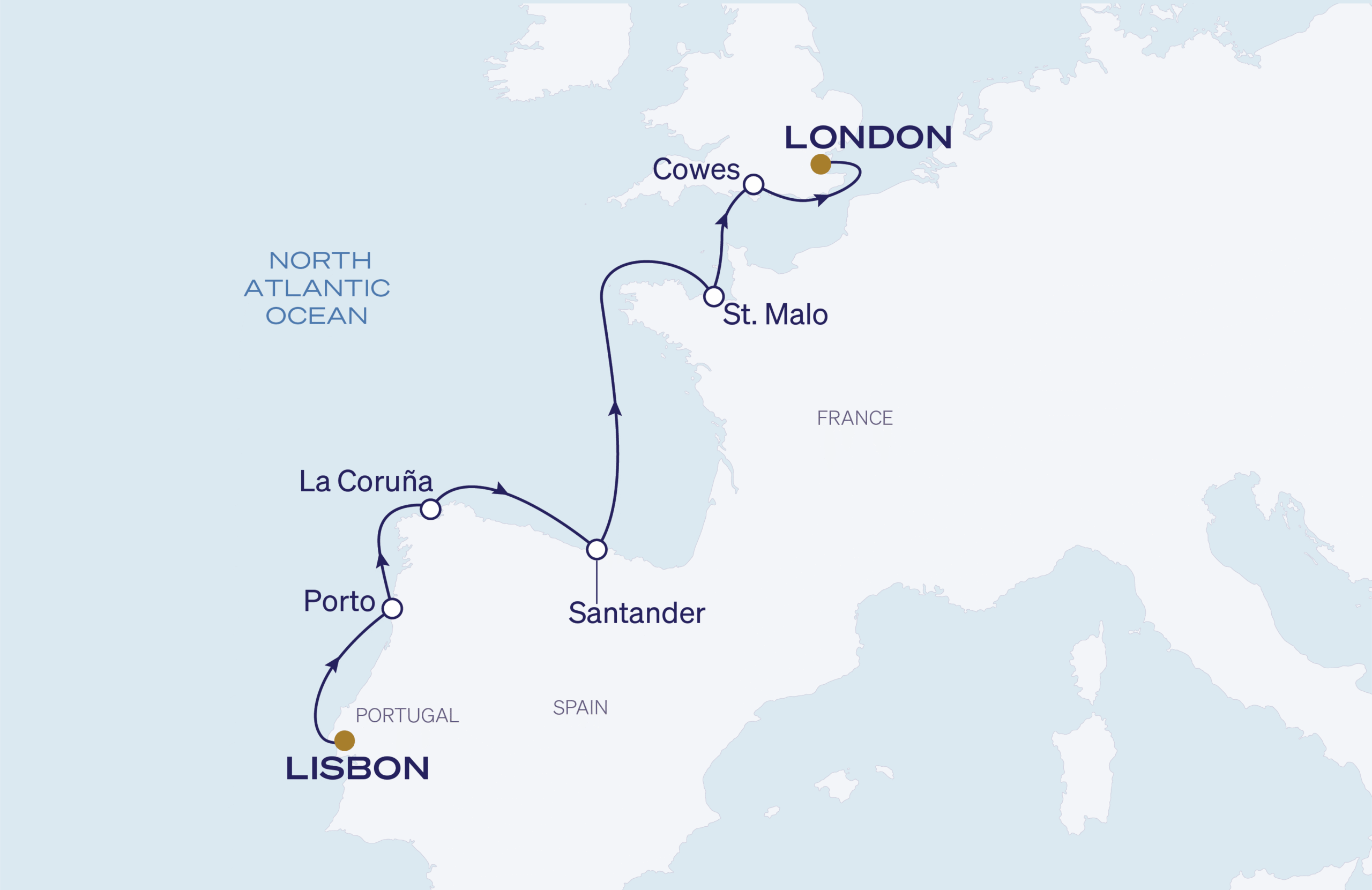 Map for Lisbon To London