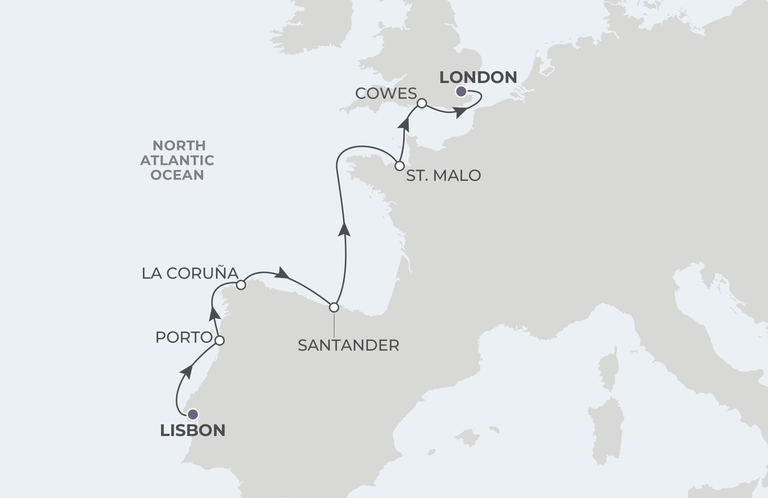 Map for Lisbon To London